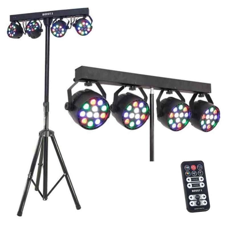 LED-lysbjælke med 4 projektorer – flerfarvet RGB