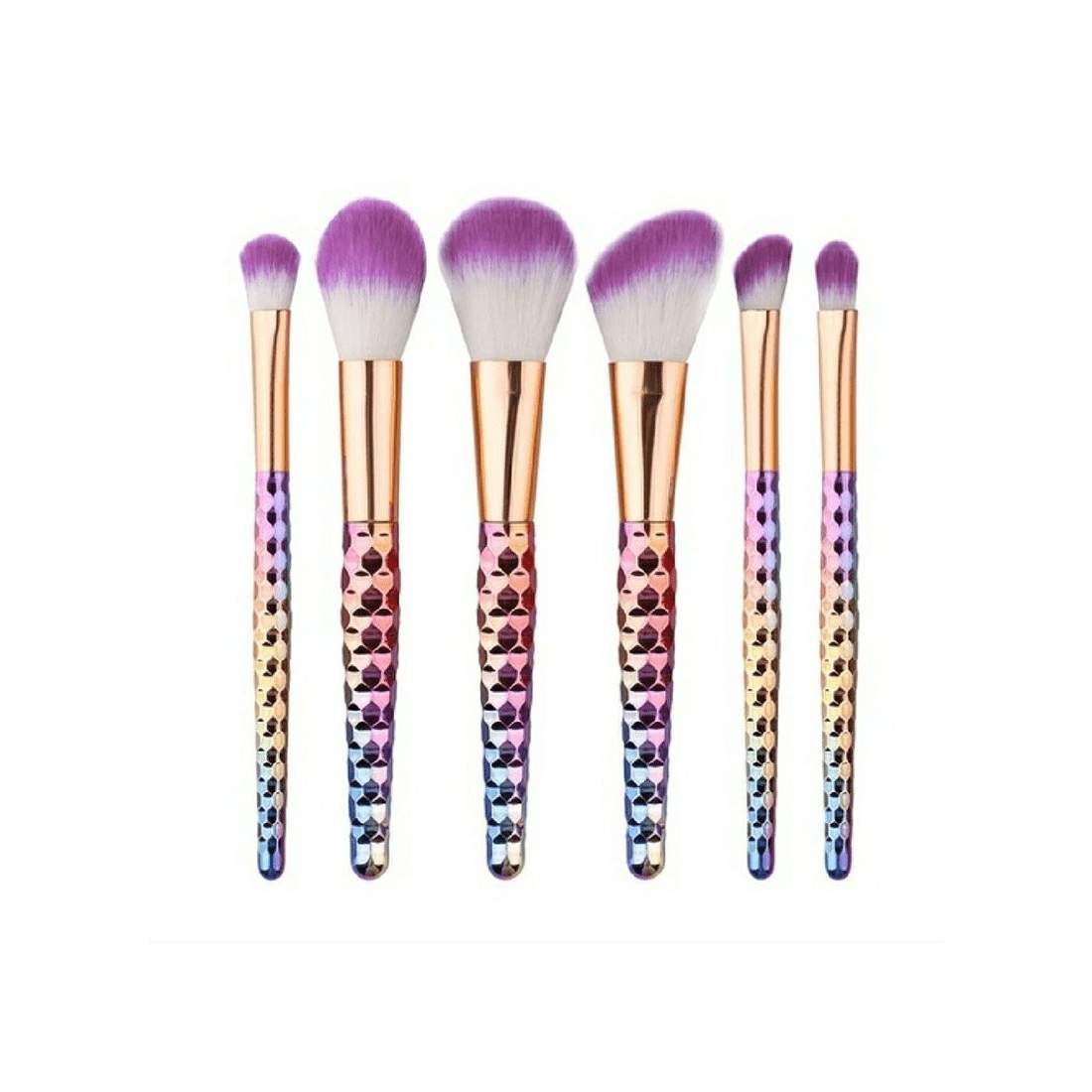 Sminkborstset, 6 borstar - Regnbågsfärgad