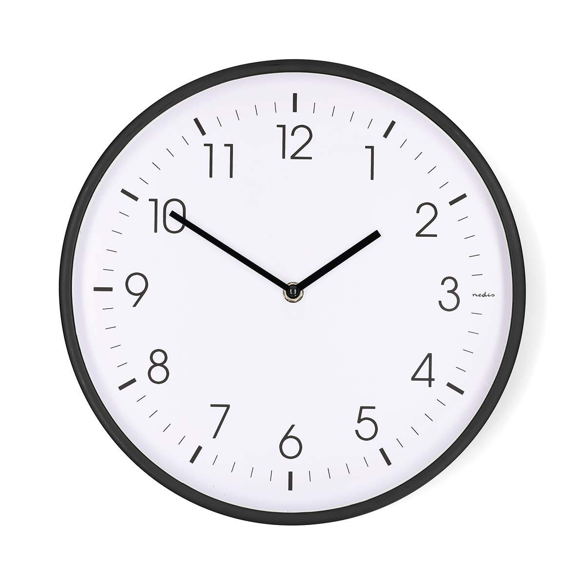 Vægur, 300 mm, lydløst urværk, sort plastik billede