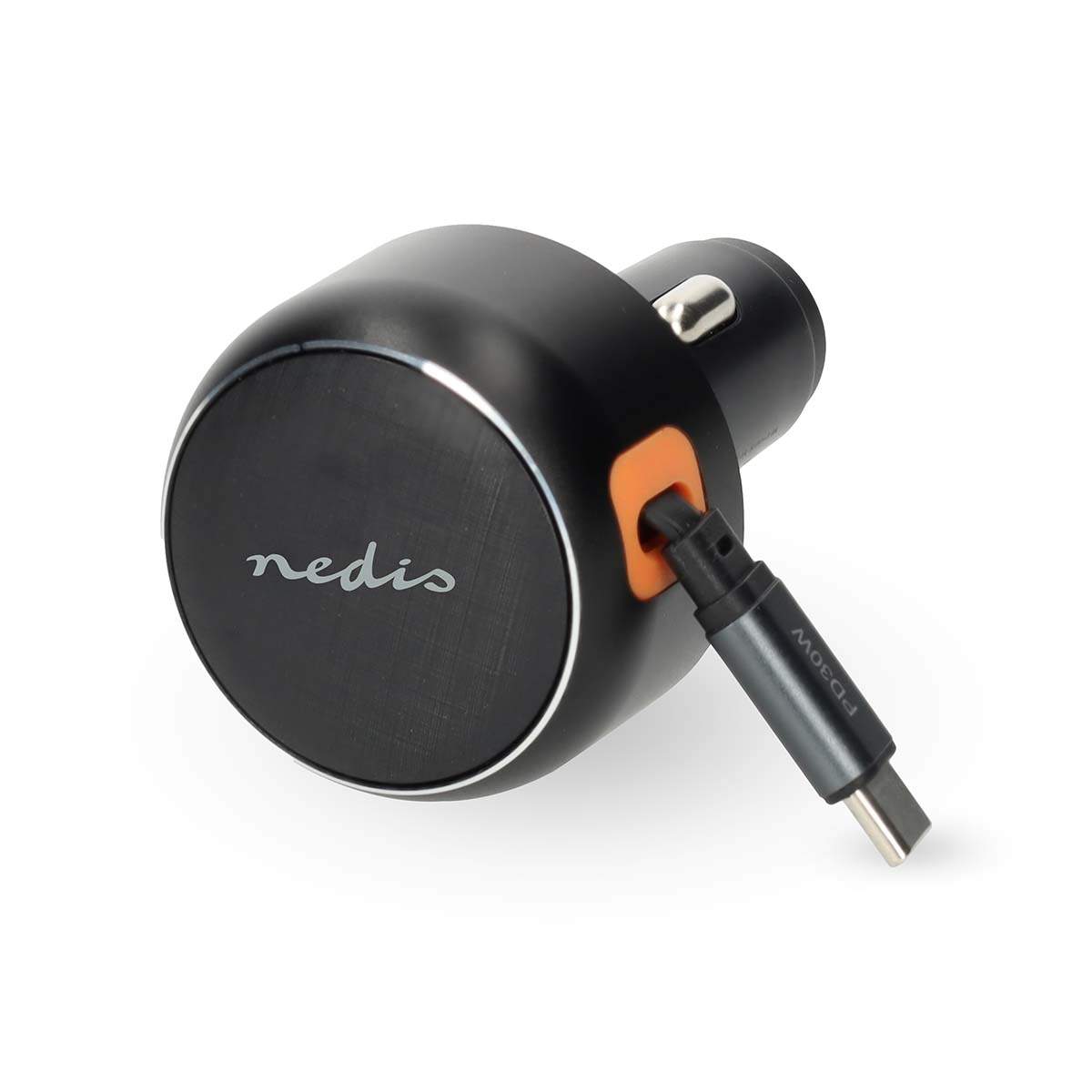 Biloplader 30W USB-C med udtrækkeligt kabel 0,7m billede