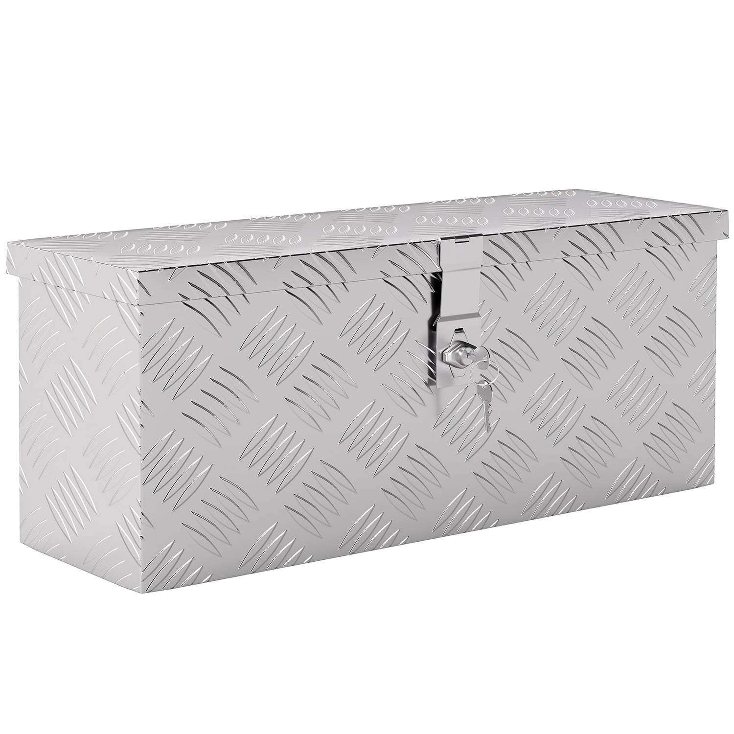 Opbevaringsboks i aluminium med lås og nøgler, 50 x 15,5 x 20,5 cm