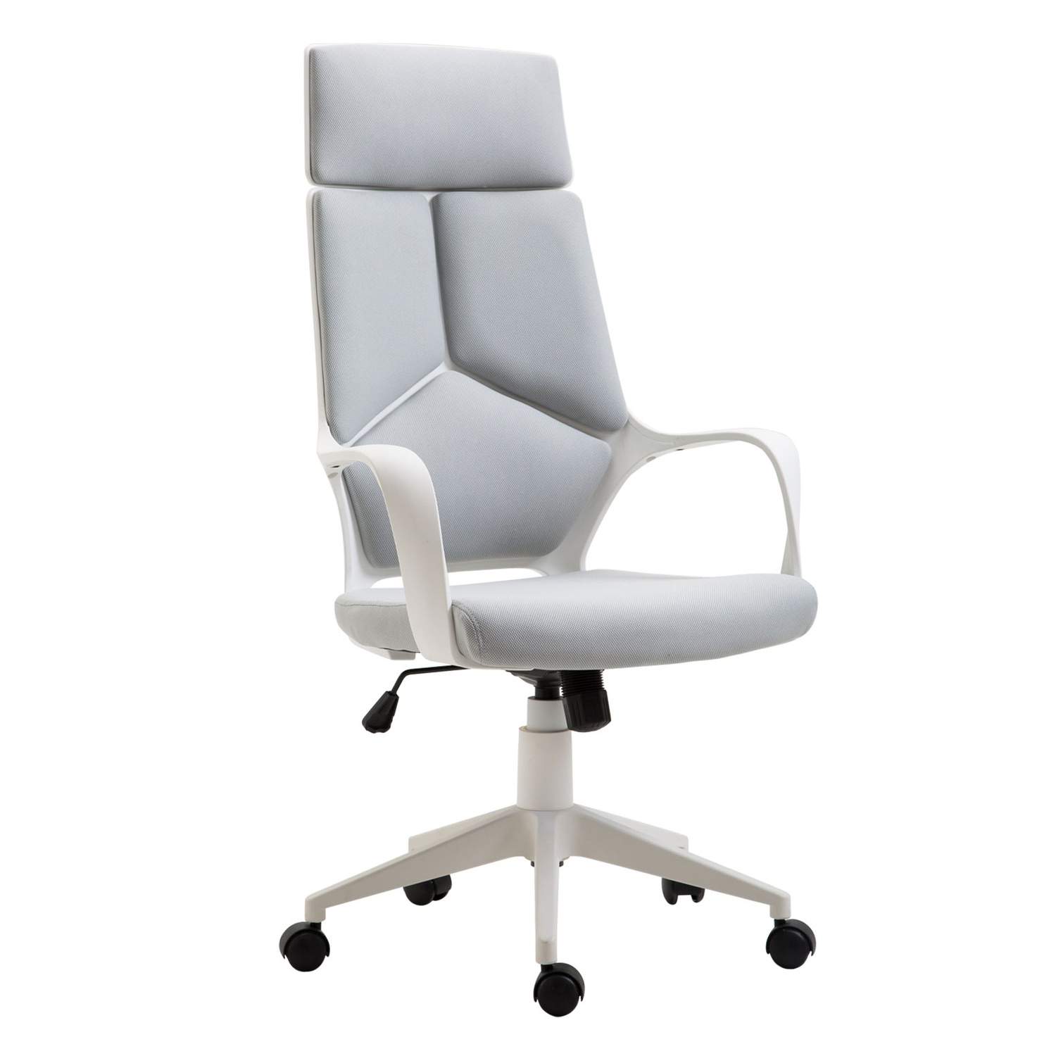 Ergonomisk kontorstol, net, justerbar, drejelig, grå/hvid