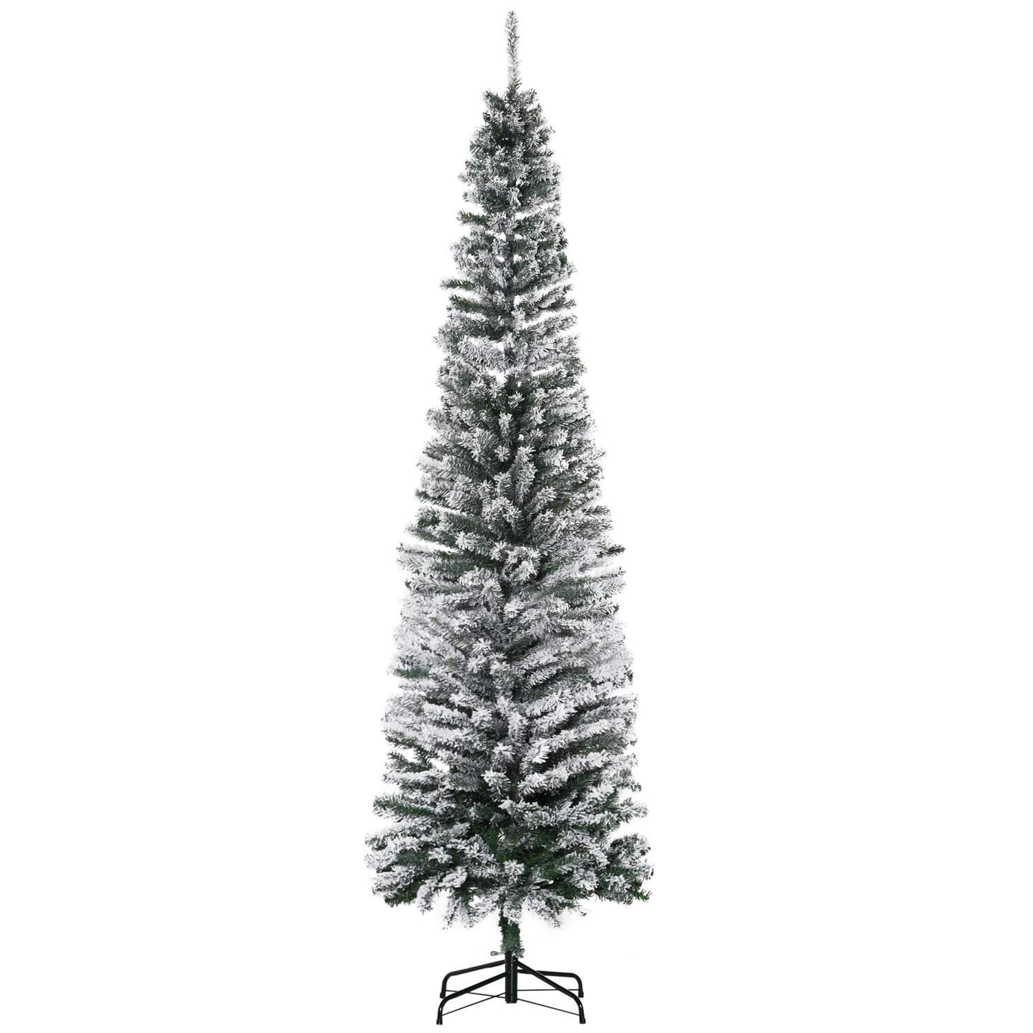 Kunstigt juletræ 225 cm Snowy Pencil Pine, 738 Tips