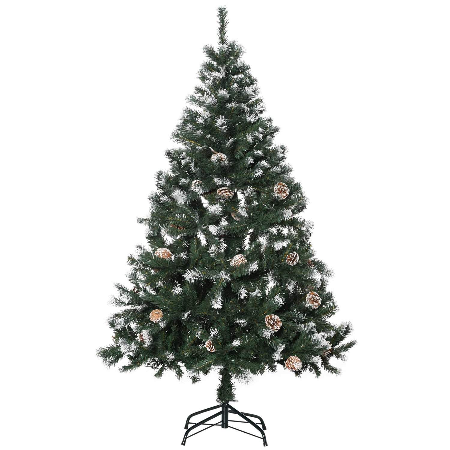 Kunstigt juletræ, 676 grene, 41 kogler, snedækkede spidser, 180 cm