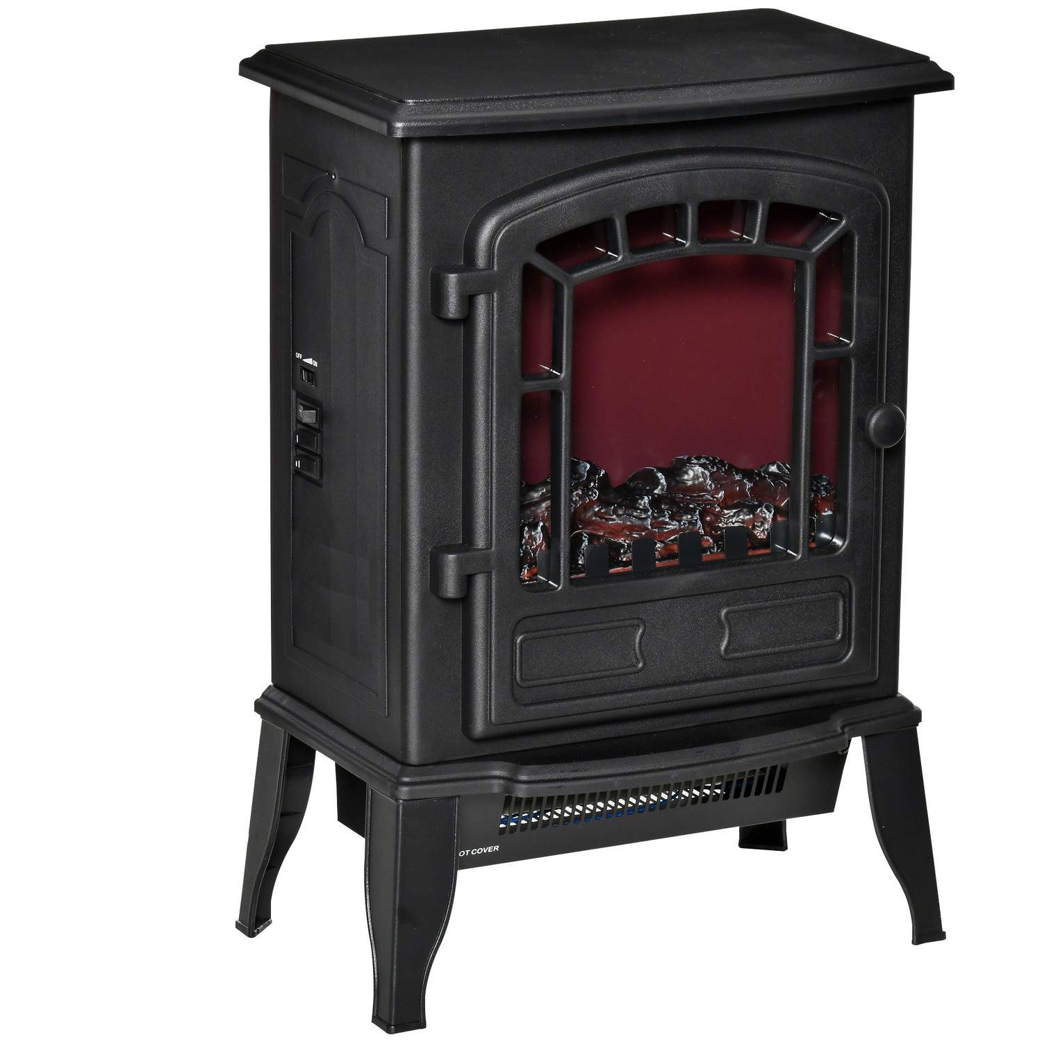 Elektrisk pejsvarmer, 2 varmeindstillinger, realistisk flamme