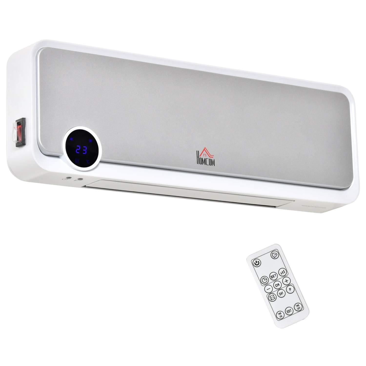 Vægmonteret varmelegeme 2000W med fjernbetjening og timer