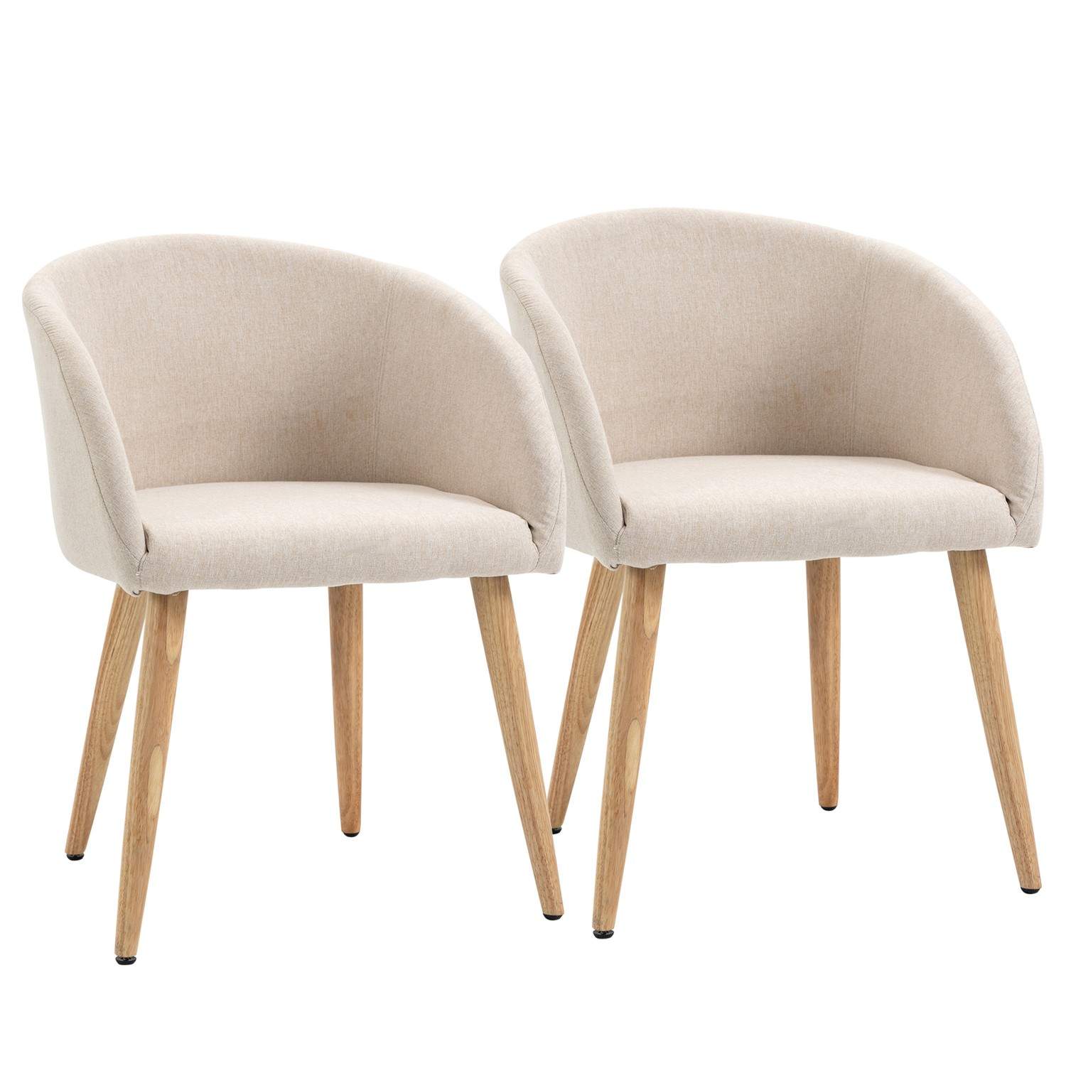Sæt med 2 beige polstrede stole – skandinavisk design