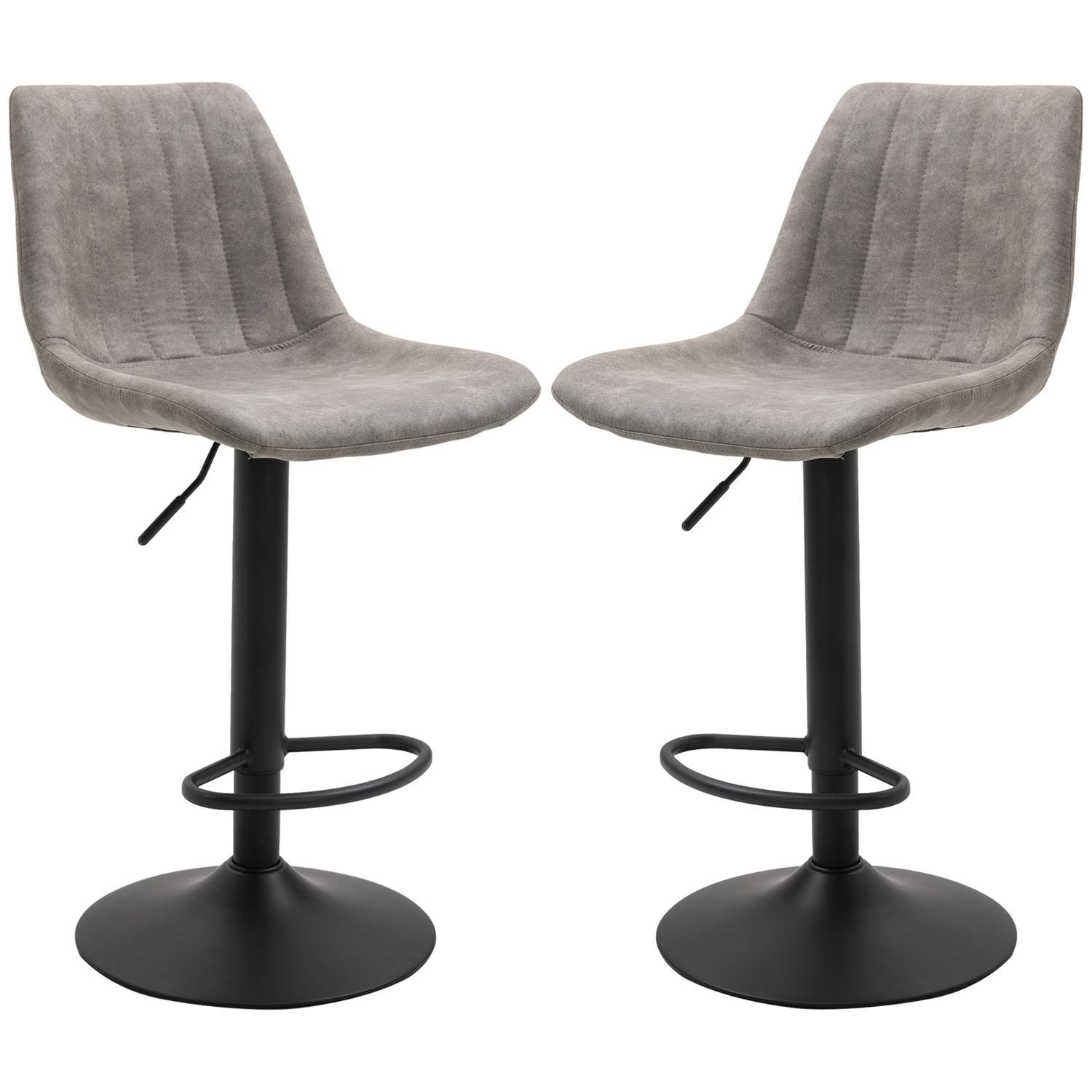 Justerbare retro barstole, sæt med 2 – grå og sort