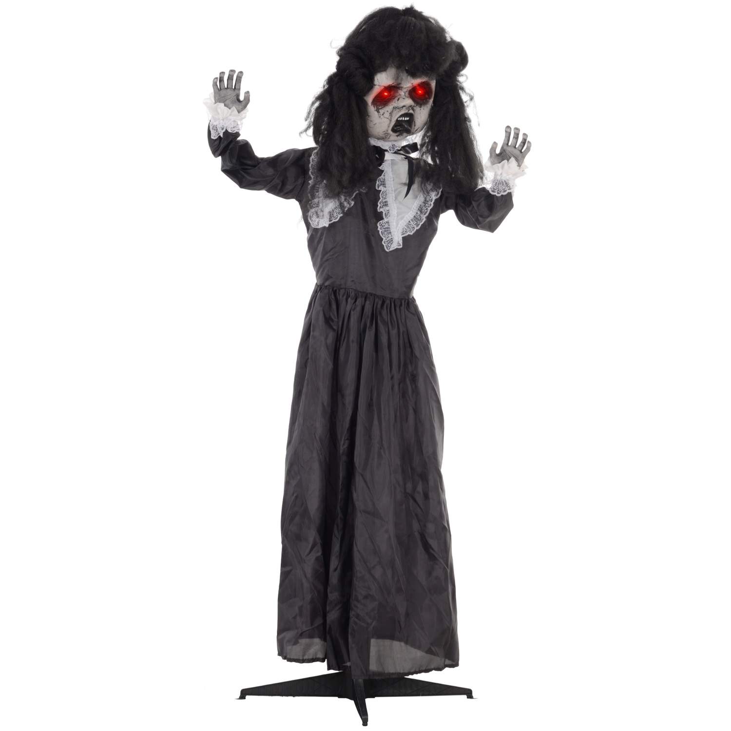 Halloween Animatronic Puppet – Uhyggelig stemme, røde øjne, 160 cm