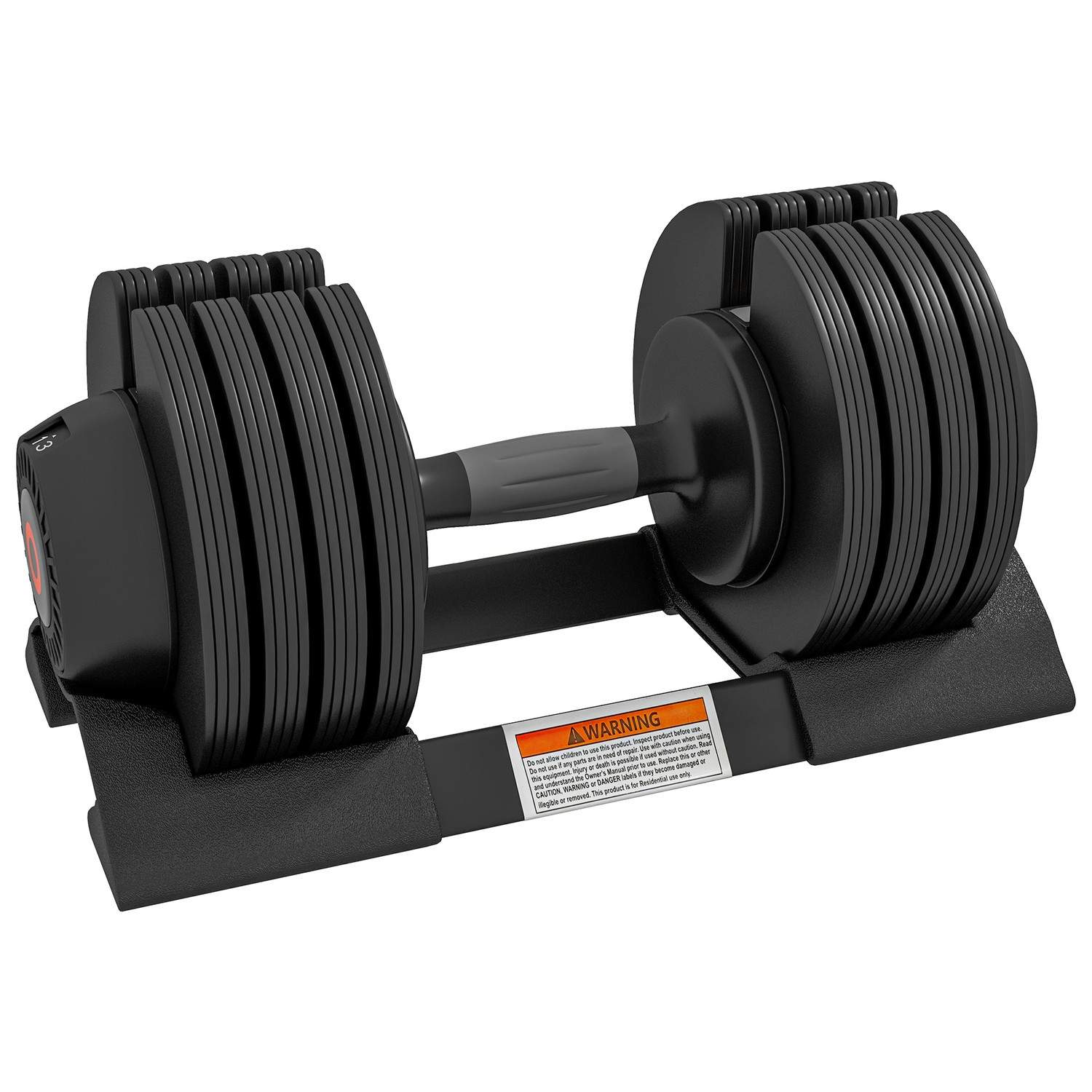 Justerbar håndvægt, 7/13/18/24 kg, Skridsikkert greb, Sort