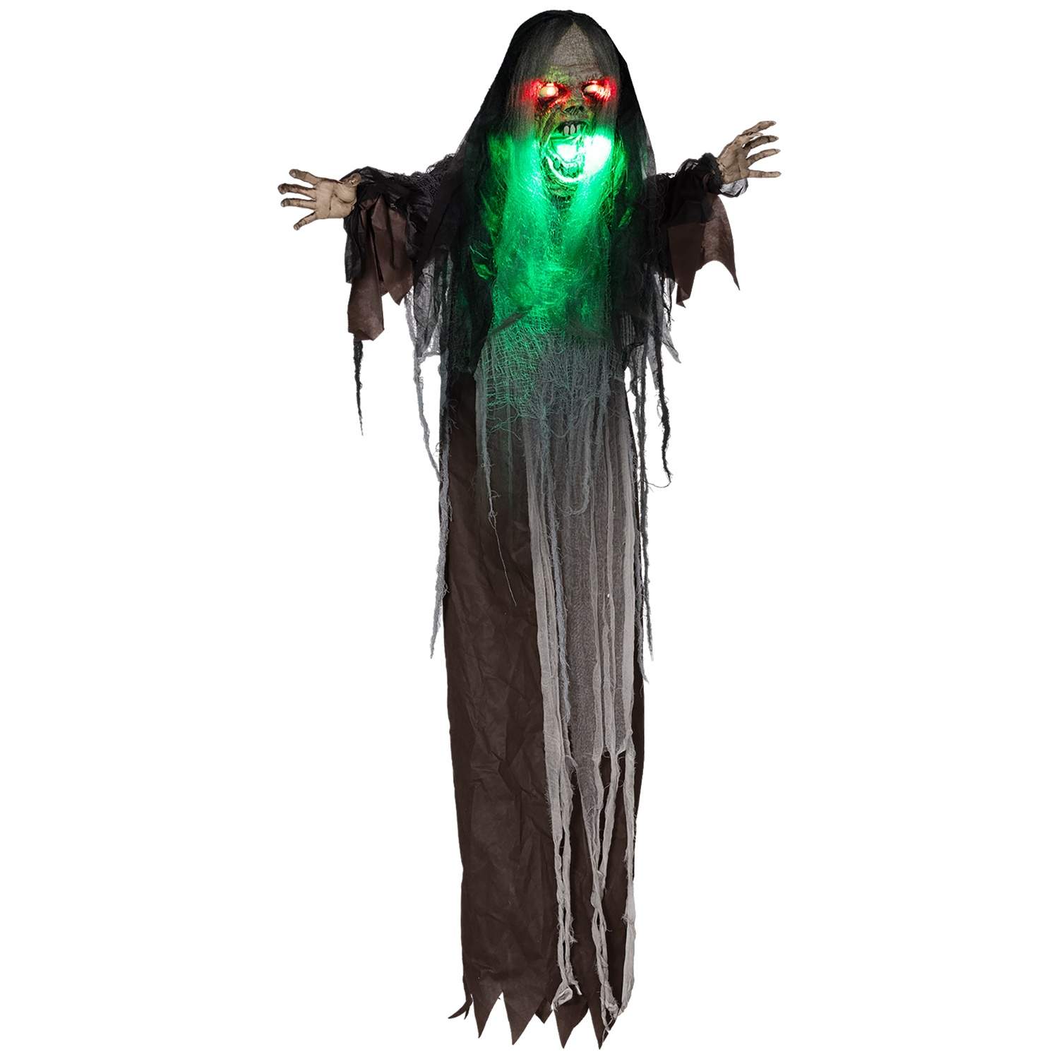 Grønt Monster Halloween Dekoration, Lydeffekter, 183 cm