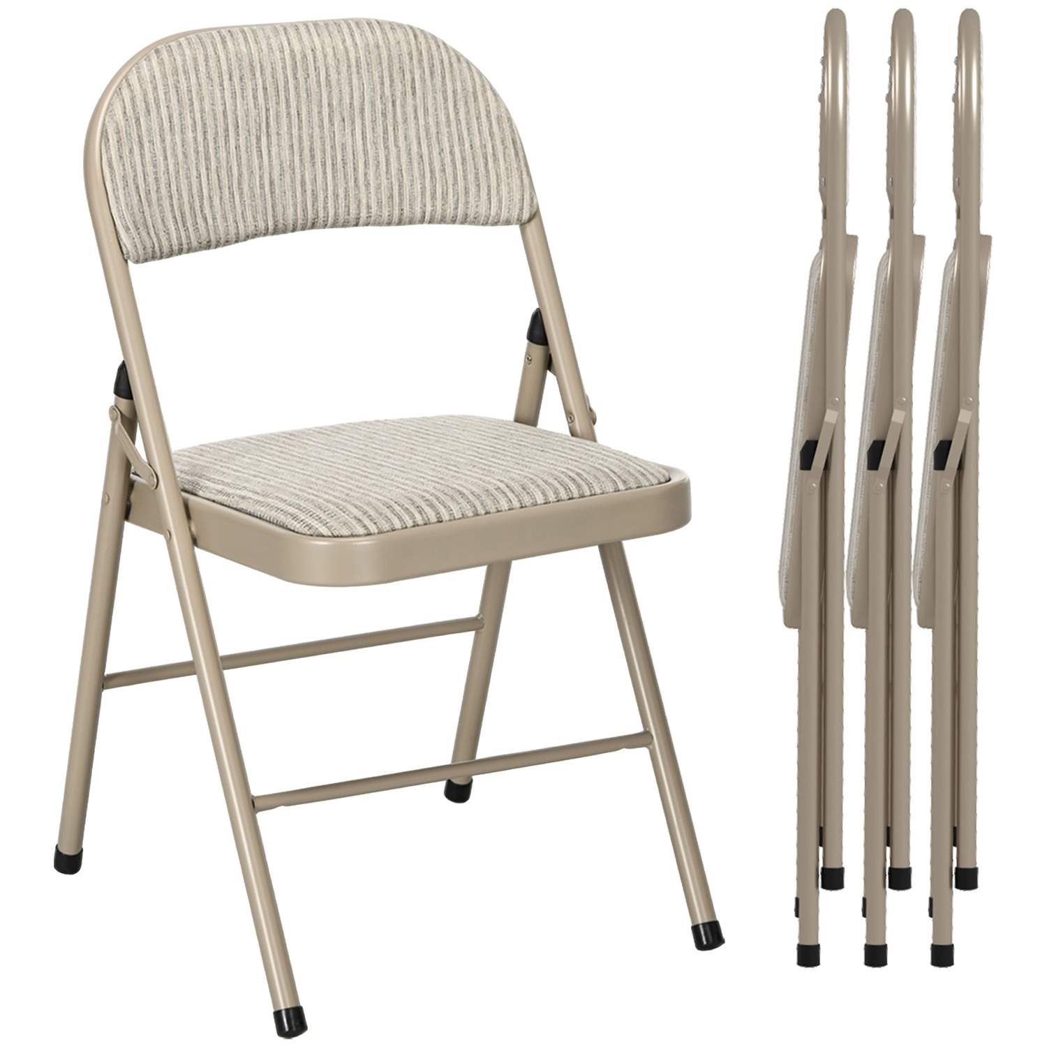 Fällbara kontorsstolar Set om 4 – Stålben, beige linnelook | Hem & Hobby | Pryloteket