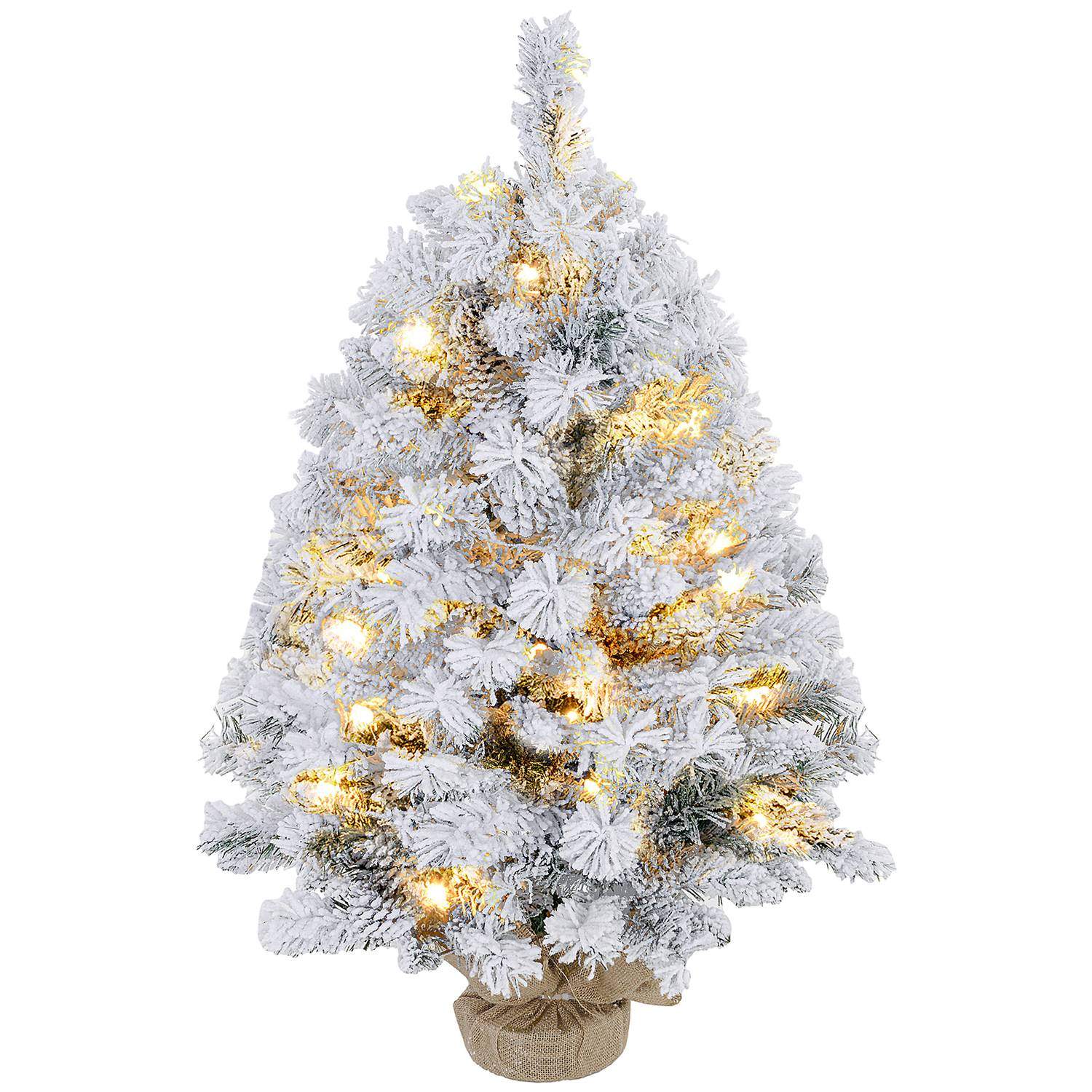 92 cm juletræ – LED-lys, snegrene, brandsikkert