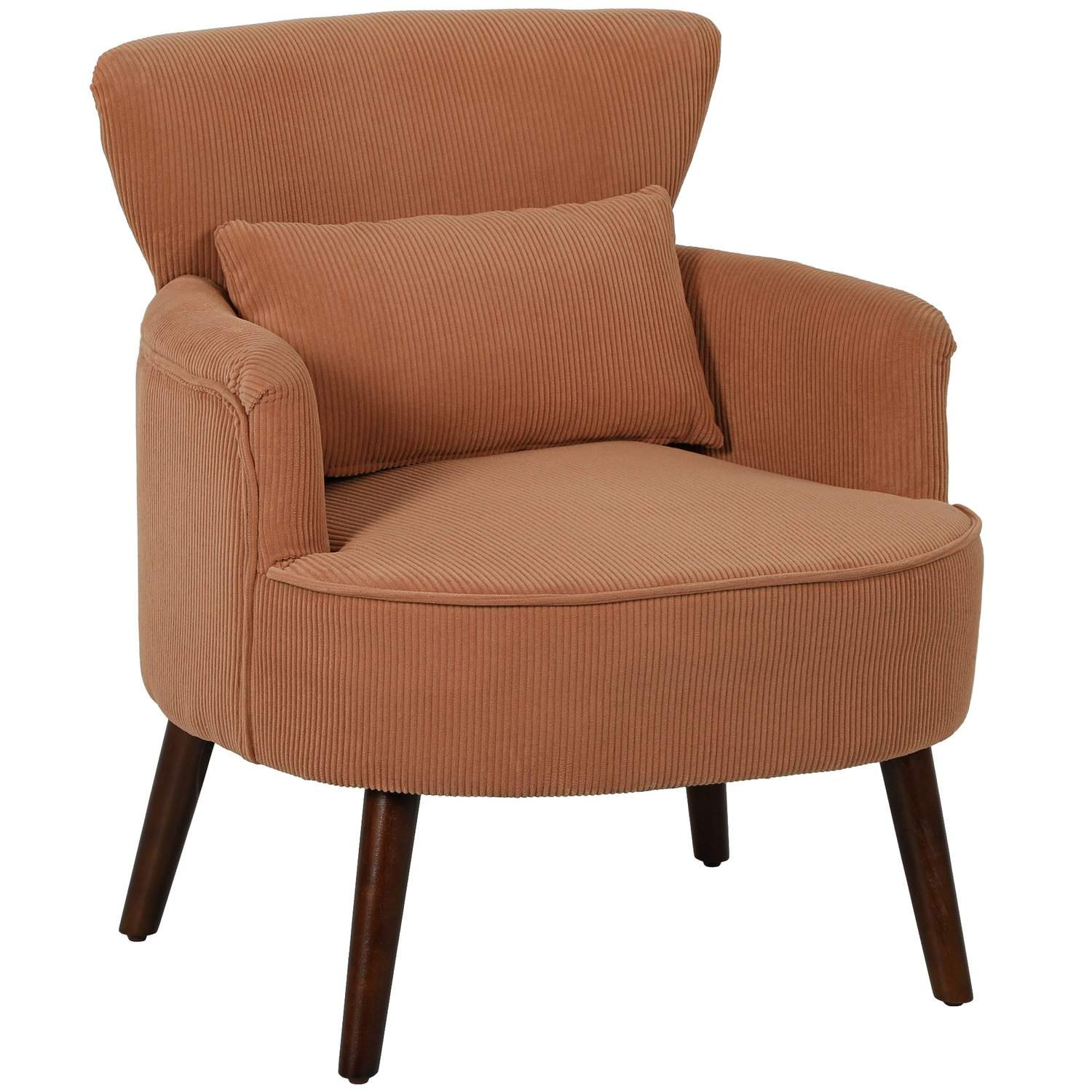 Moderne lænestol, polstret accentstol med lændepude, orange