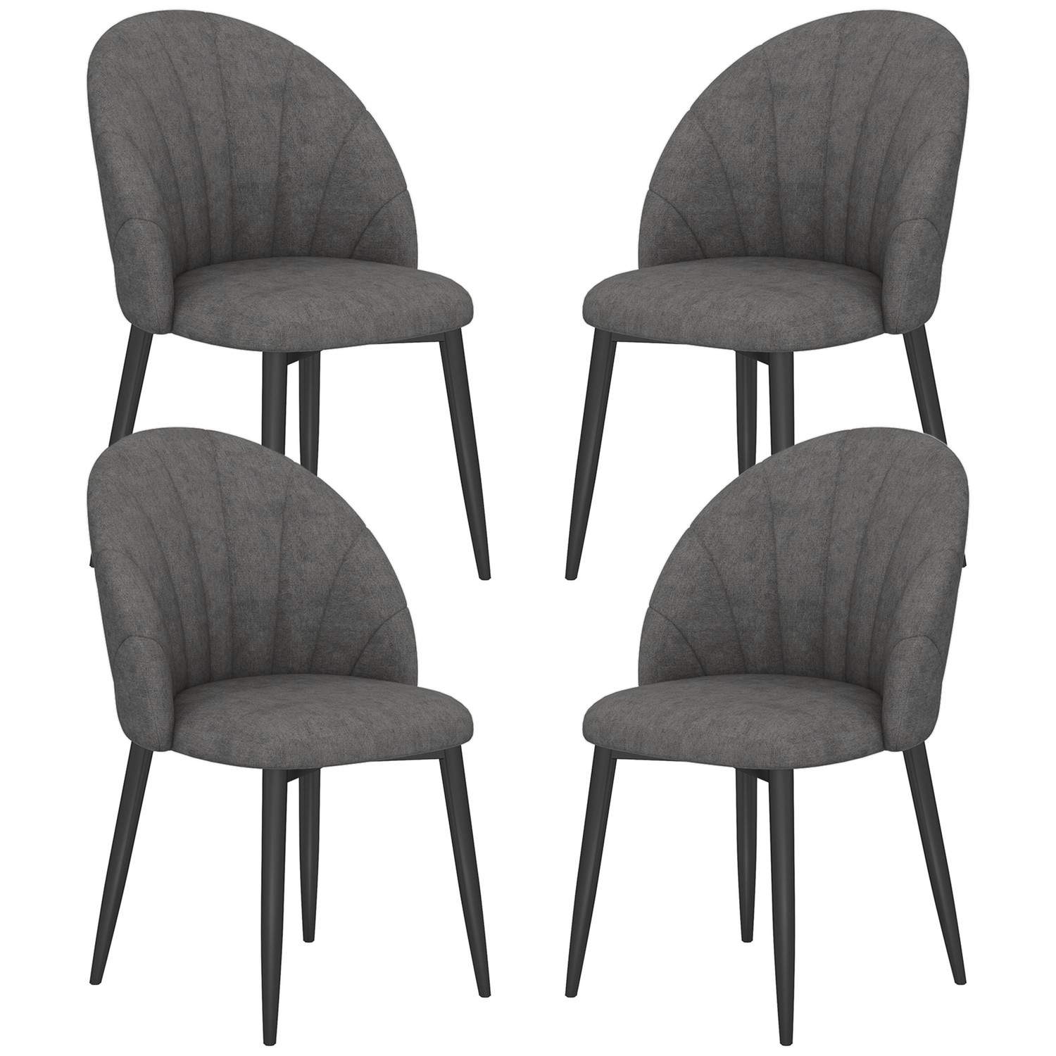 Spisebordsstole Sæt med 4 – Velvet Look, Stålben, Grå