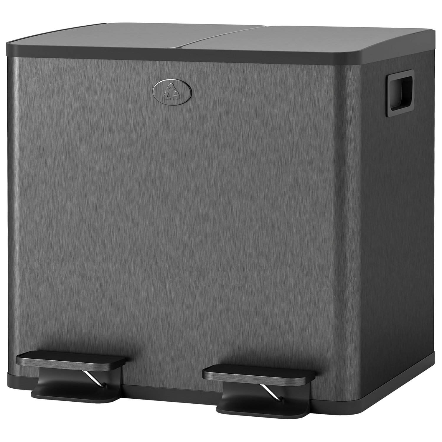 Dobbelt 15L pedalbeholder – let at rengøre, rustfrit stål og sort