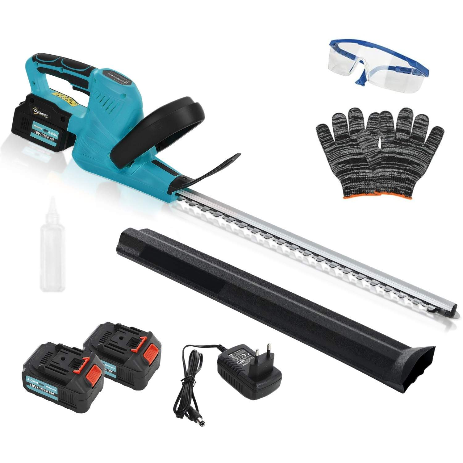 Elektrisk hækkeklipper, ledningsfri, 51 cm klinge, blå