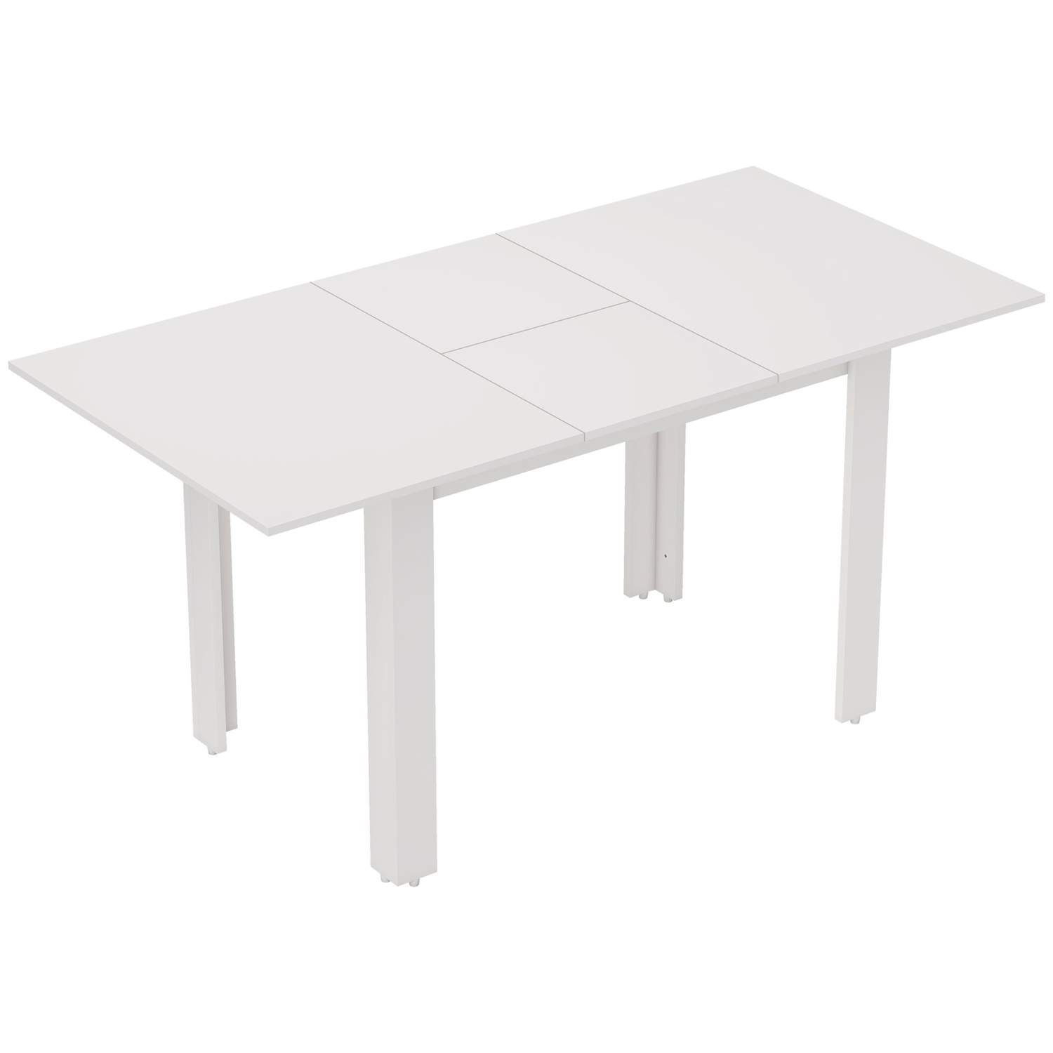 Udtrækkeligt spisebord, 120-160x70 cm, blank hvid MDF