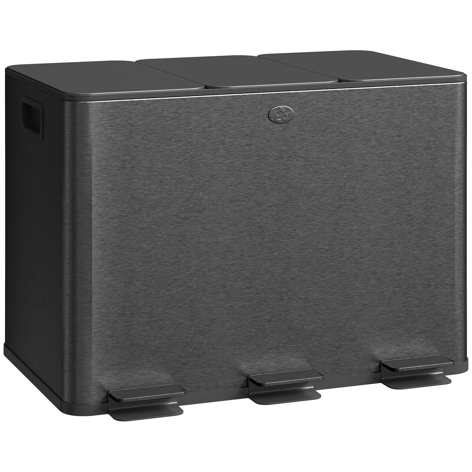 Genbrugsspand med 3 x 20L rum, Soft-Close, Sort