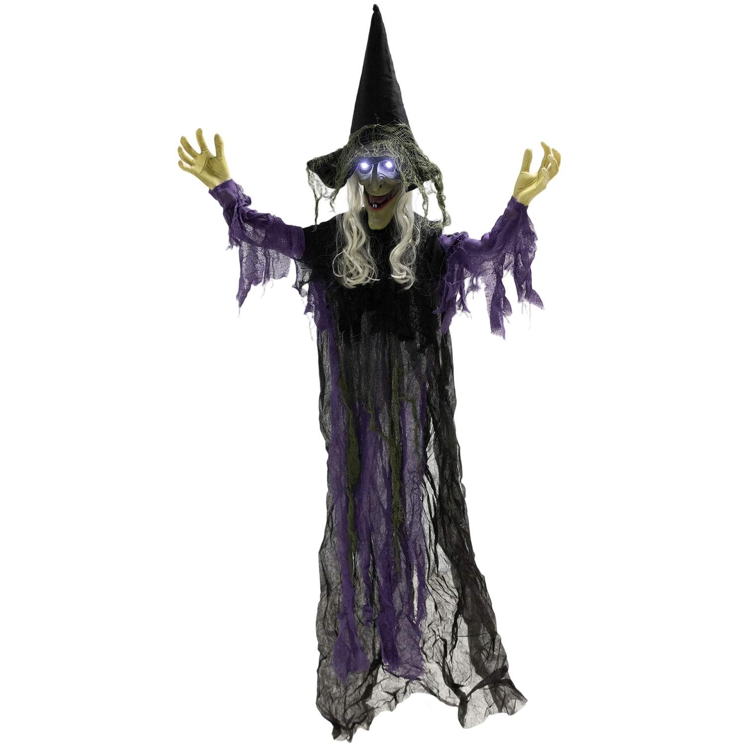 Hængende Halloween-heks, LED-lys og lyd, 183 cm