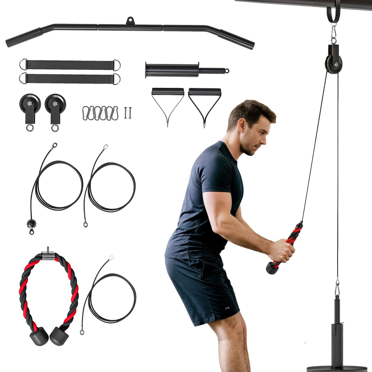 Kabeltræksystem til hjemmegym til armstyrketræning