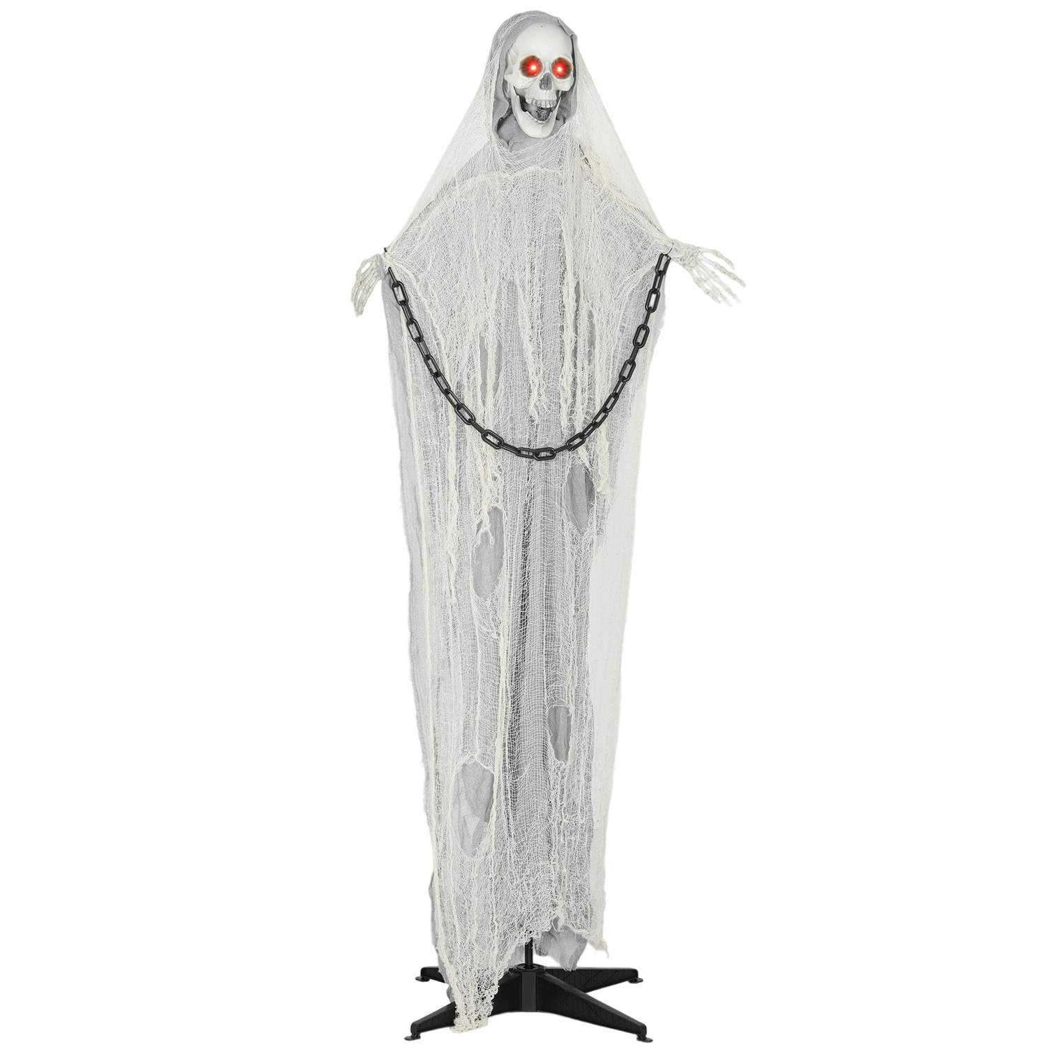 Animeret Grim Reaper med glødende øjne, 183 cm Halloween-dekoration