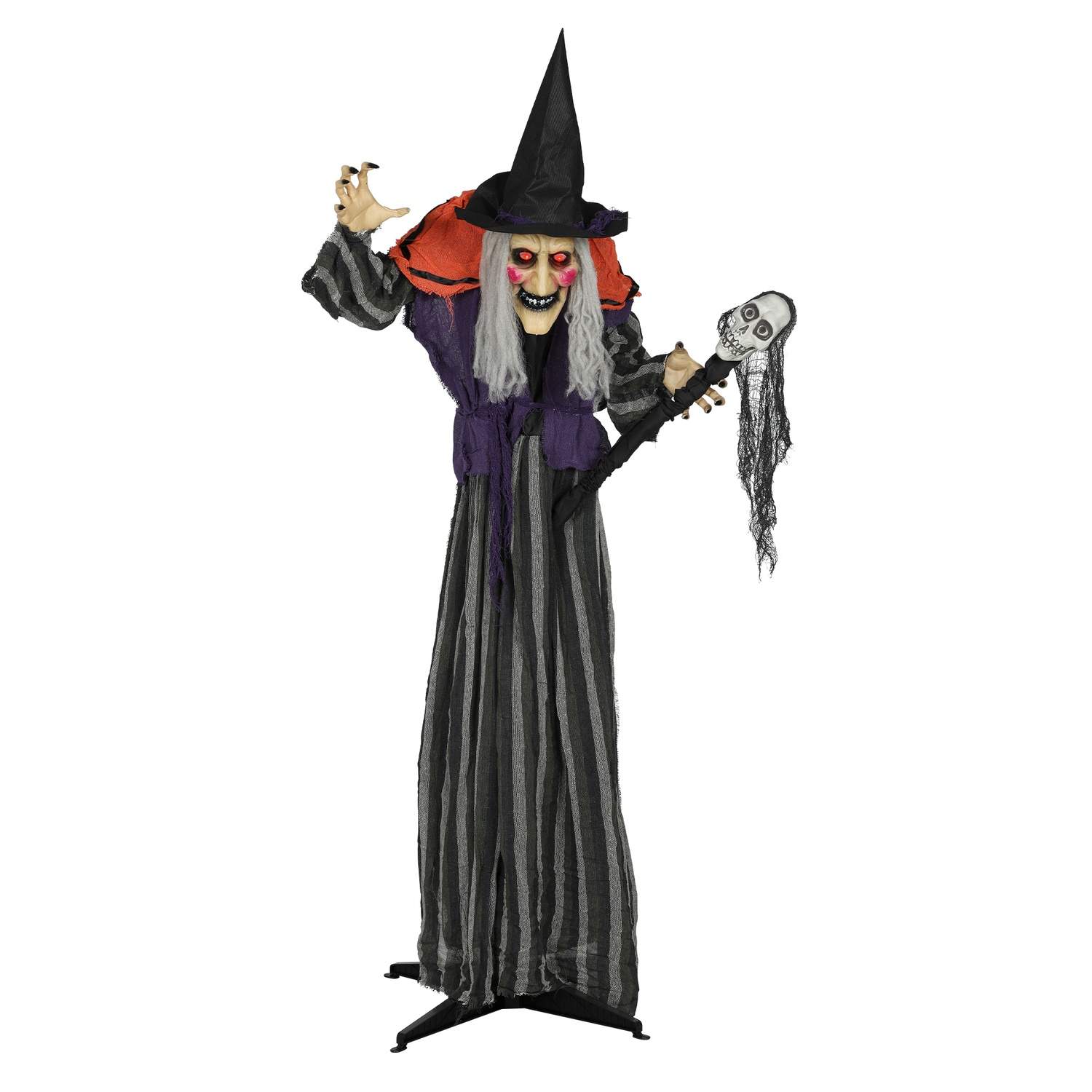 Halloween-heksedekoration, 160 cm, LED-lys og lyd