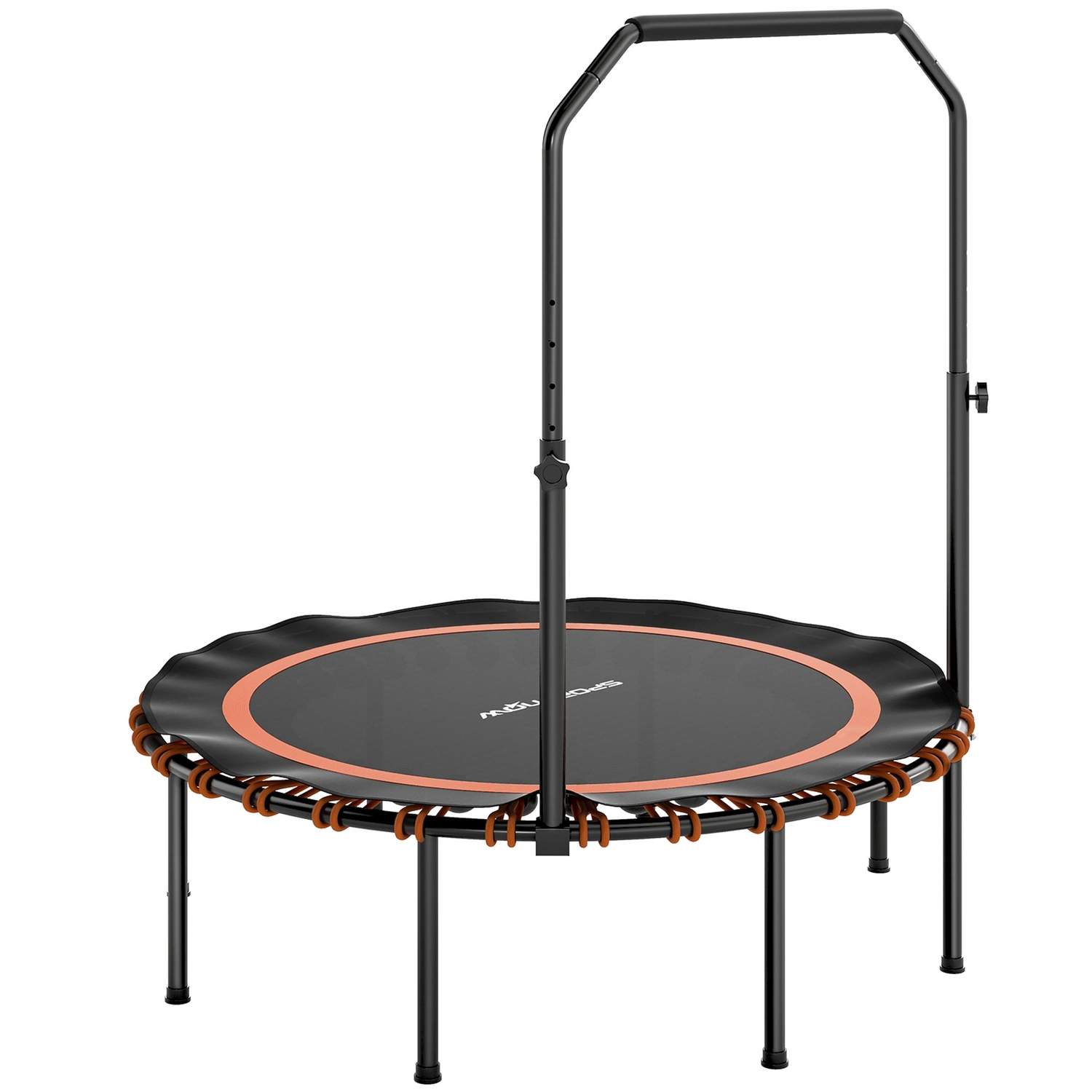 Fitnesstrampolin med justerbart håndtag, indendørs/udendørs, orange