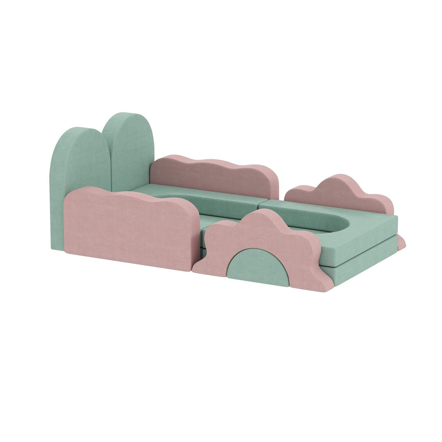 Skumklatreklodser, 12 dele, grøn og lyserød