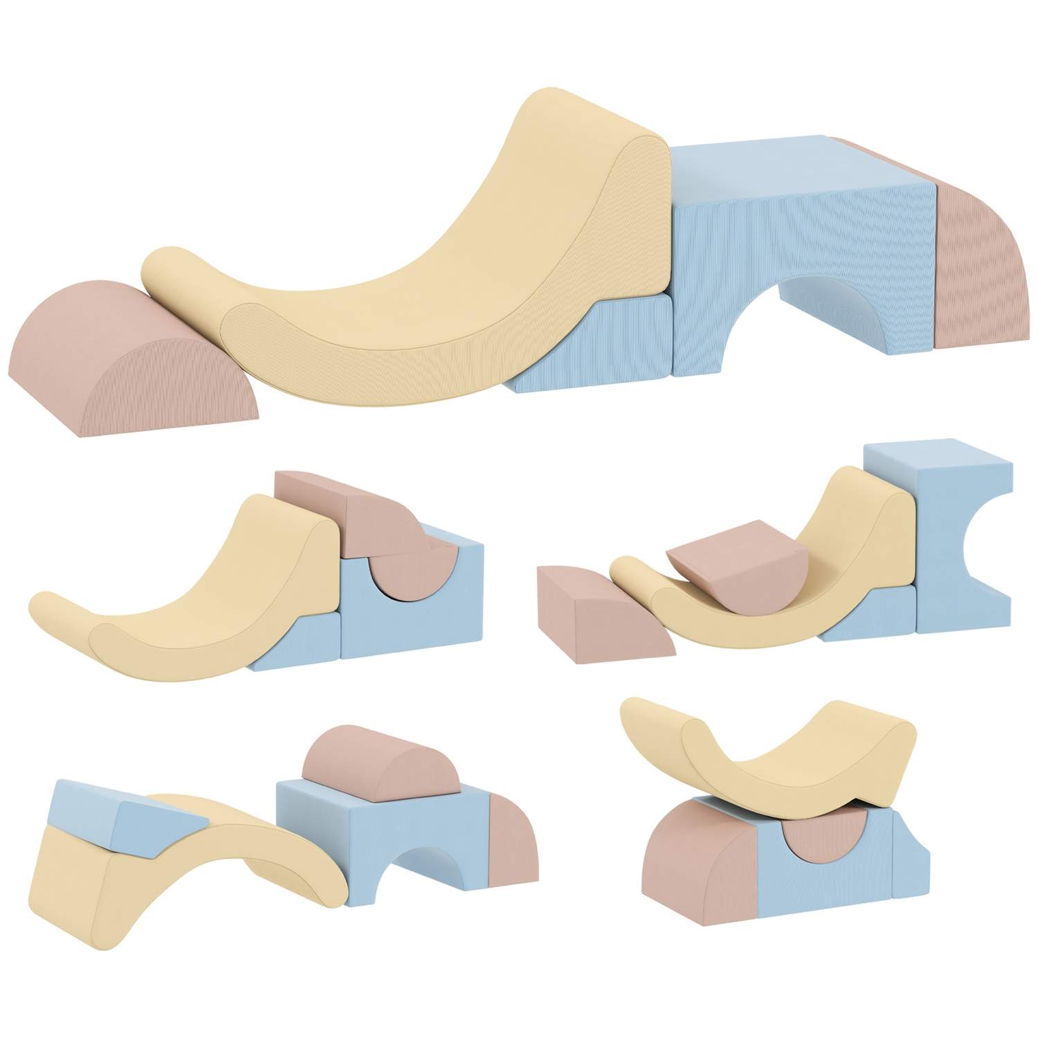 Sæt med skumklatreblokke, snorbetræk, letvægts, farverig