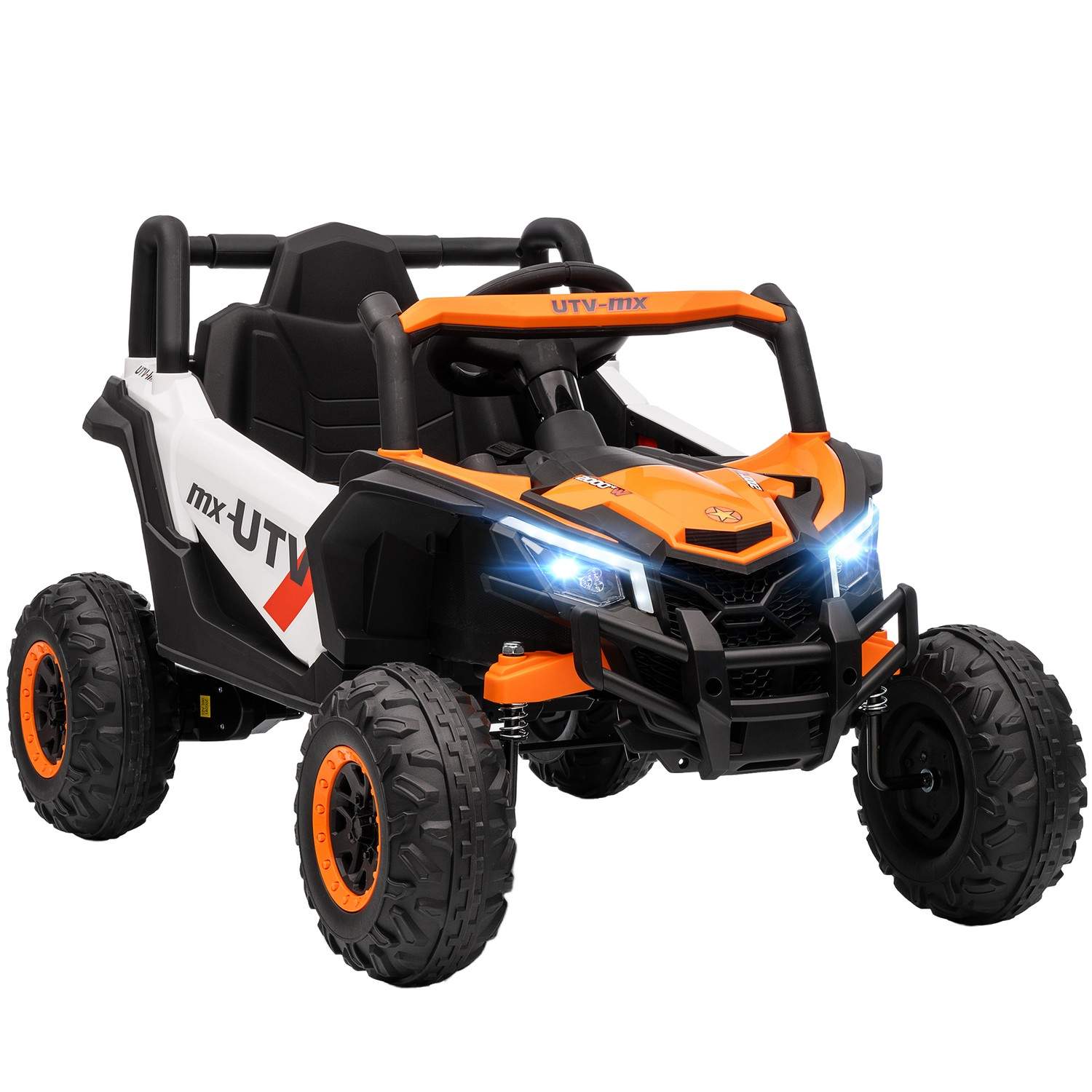 12V Elbil til Børn, Fjernbetjening, Sikkerhedssele, LED, Orange