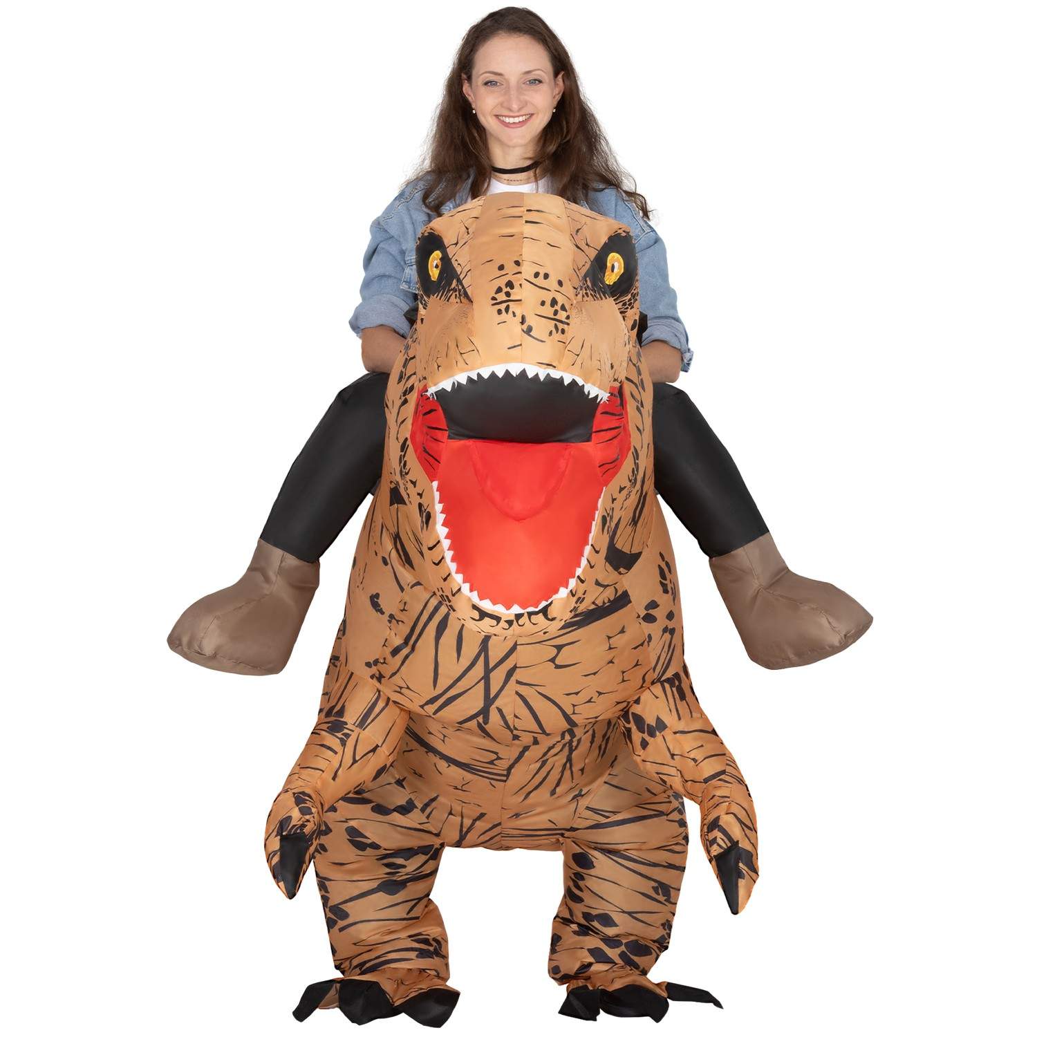 Oppusteligt dinosaurkostume, voksen T-Rex til Halloween