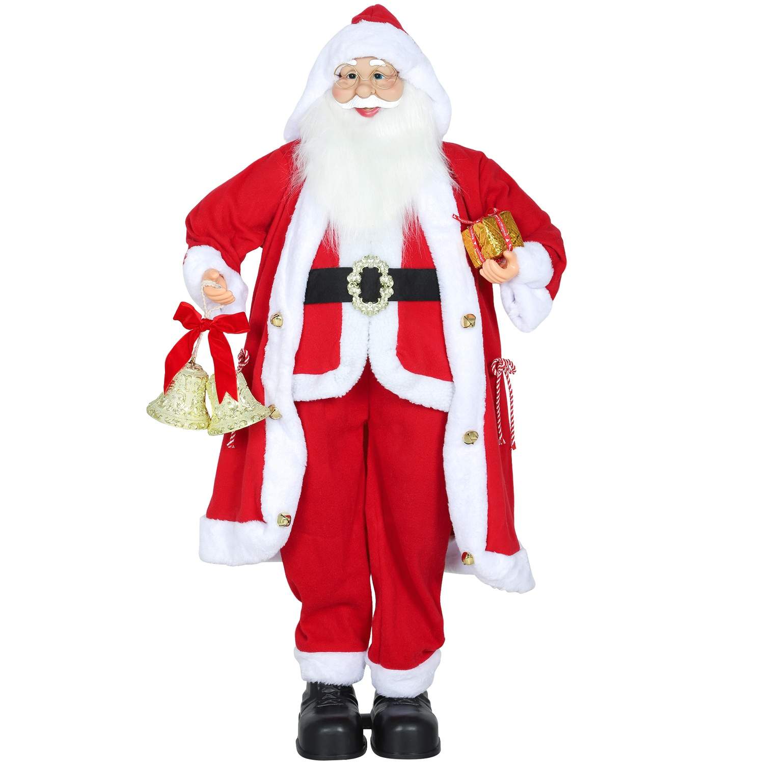 Jultomtefigur, 1,15 m med present och klocka, inomhusbruk | Hem & Hobby | Pryloteket