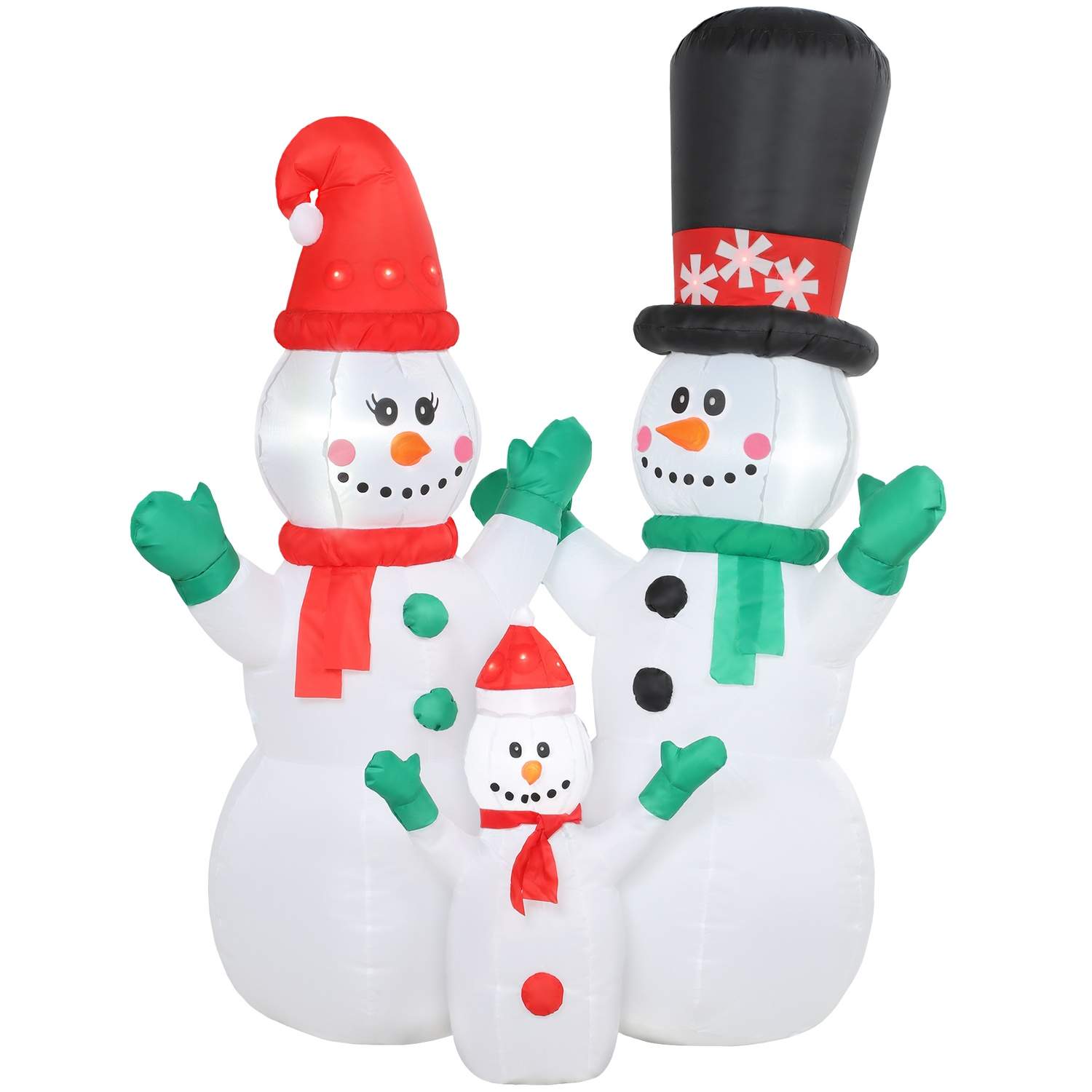 Oppustelig snemandsfamilie, 1,8 m LED-juledekoration