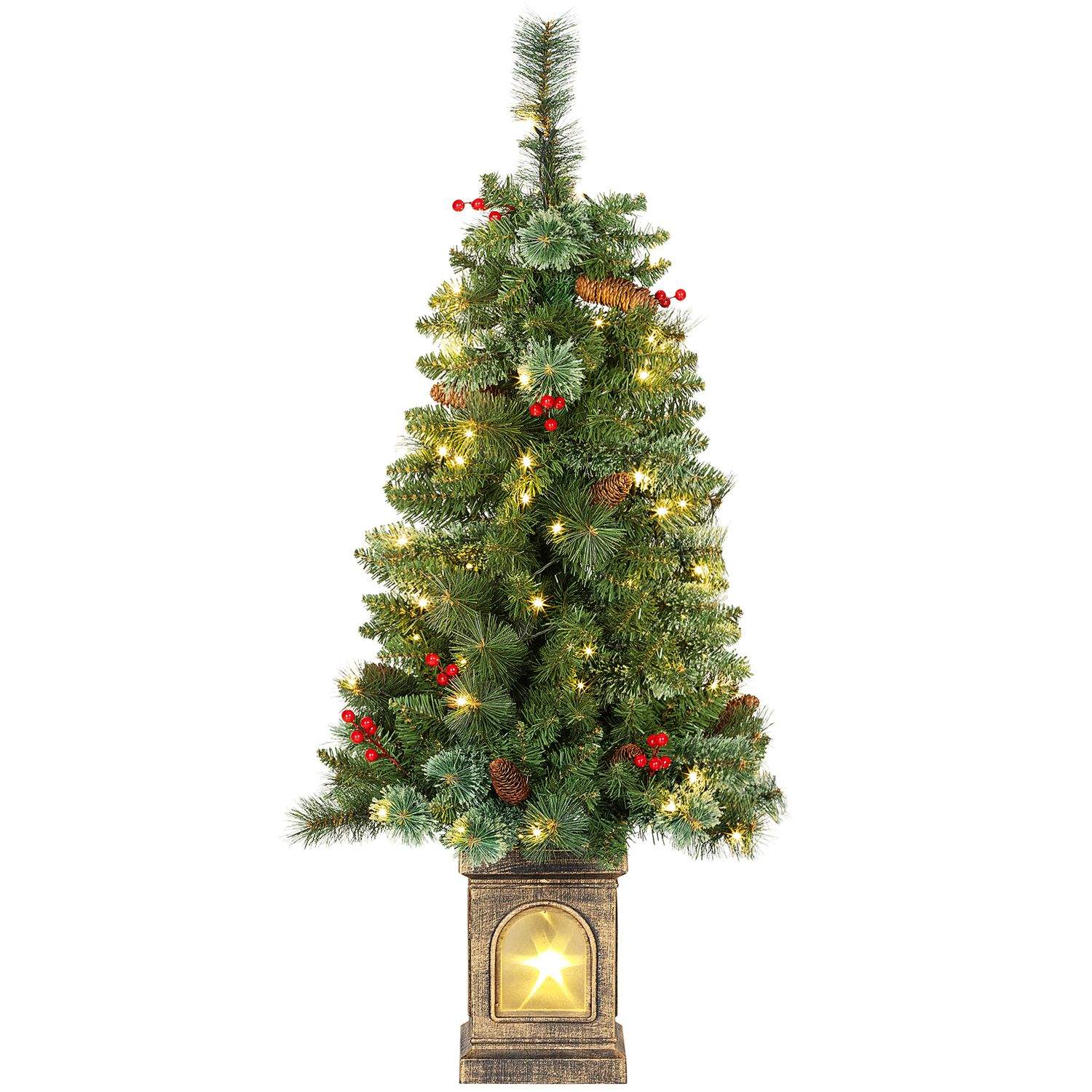 Kunstigt juletræ, 120 cm, 100 LED-lys, 8 tilstande