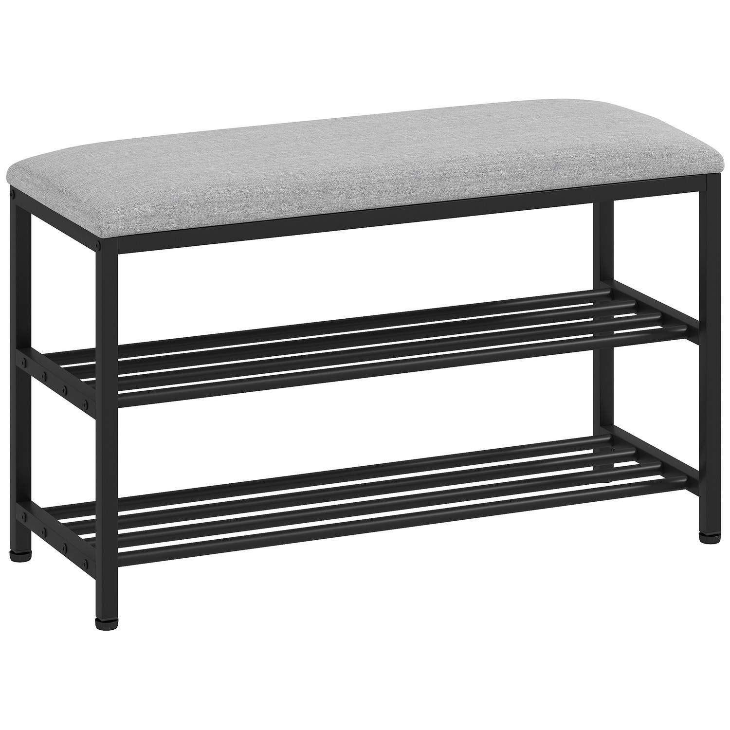 Skobænk med opbevaring, 2 hylder, 81x31x50 cm, sort