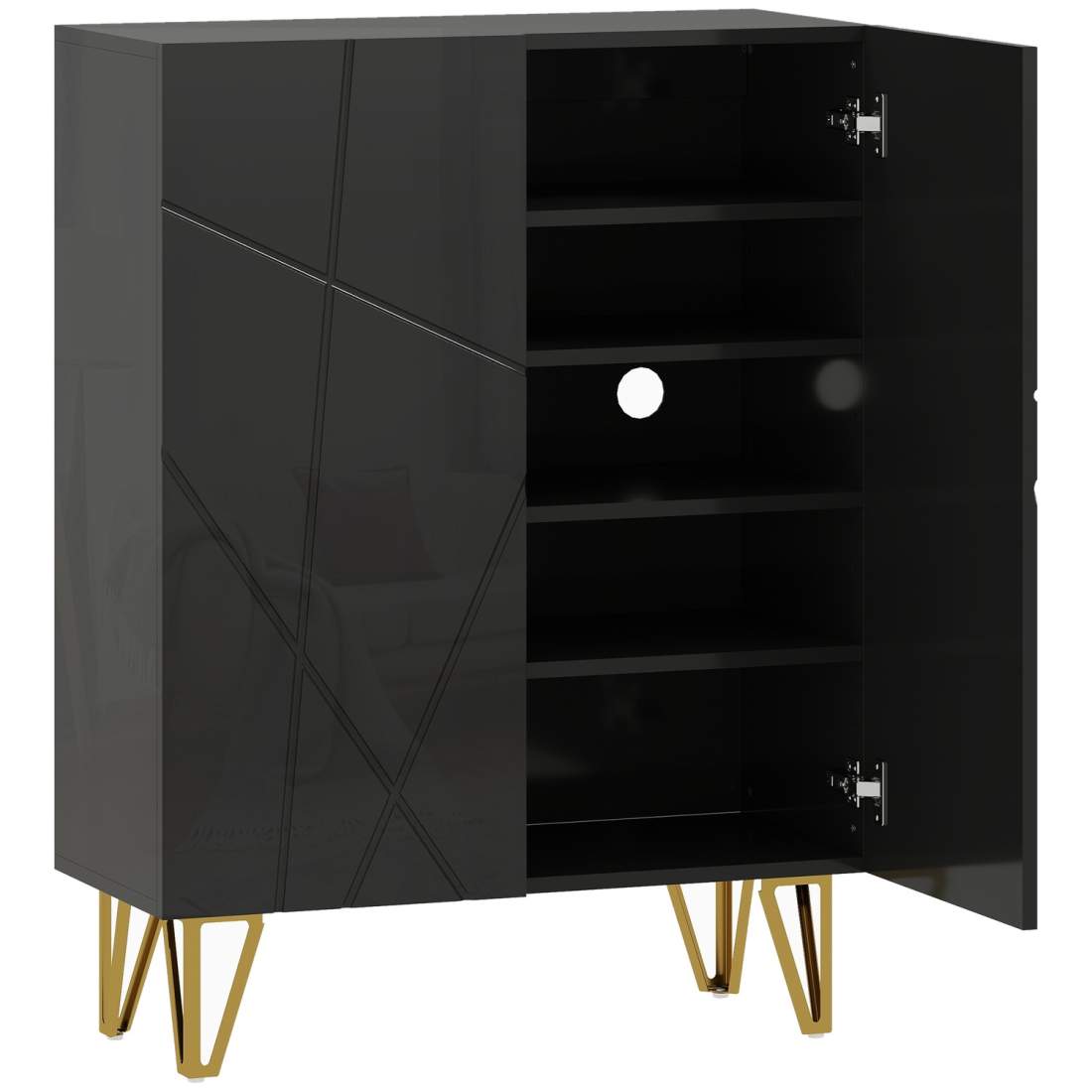 Skoskåp med 2 dörrar, justerbara hyllor, svart | Hem & Hobby | Pryloteket