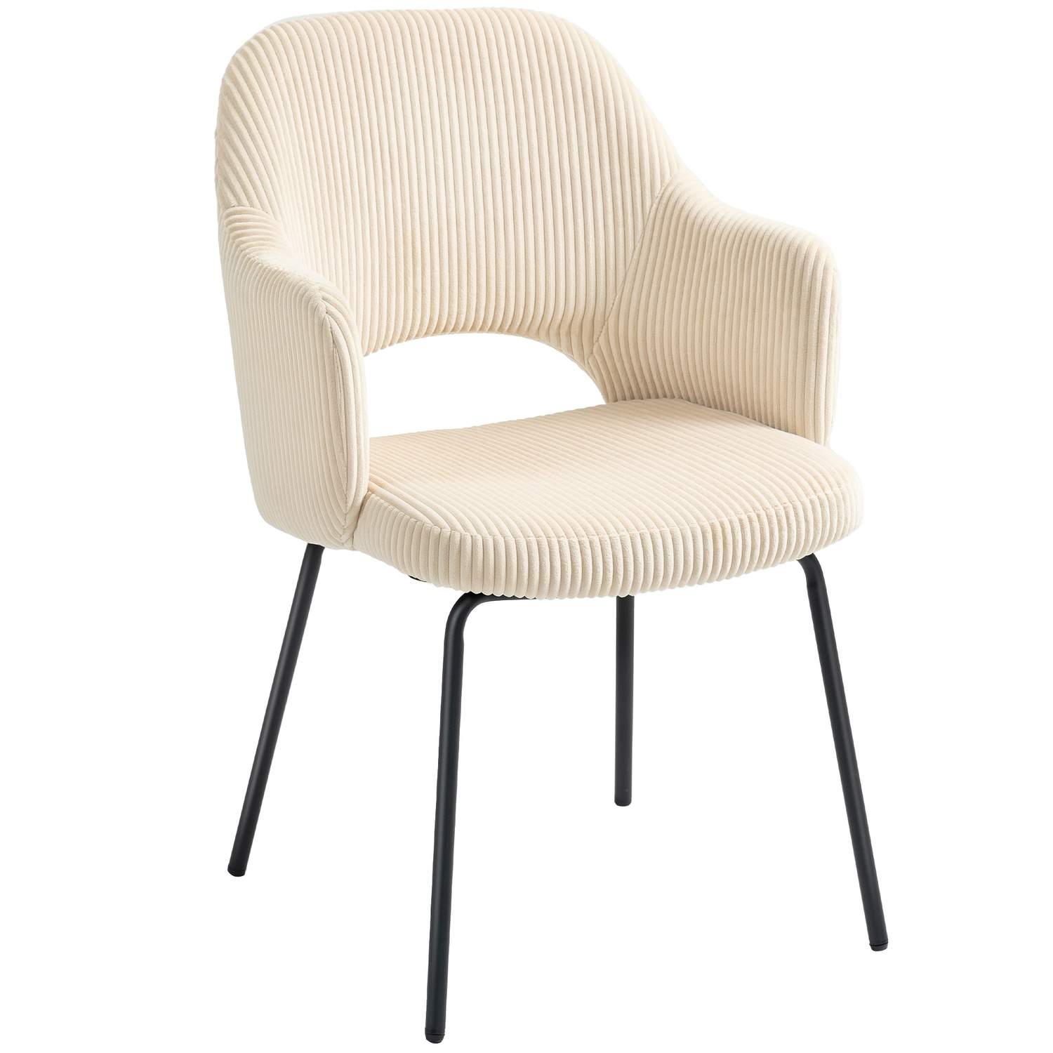 Spisestol, fløjlsbetræk, skalformet, metalben, beige