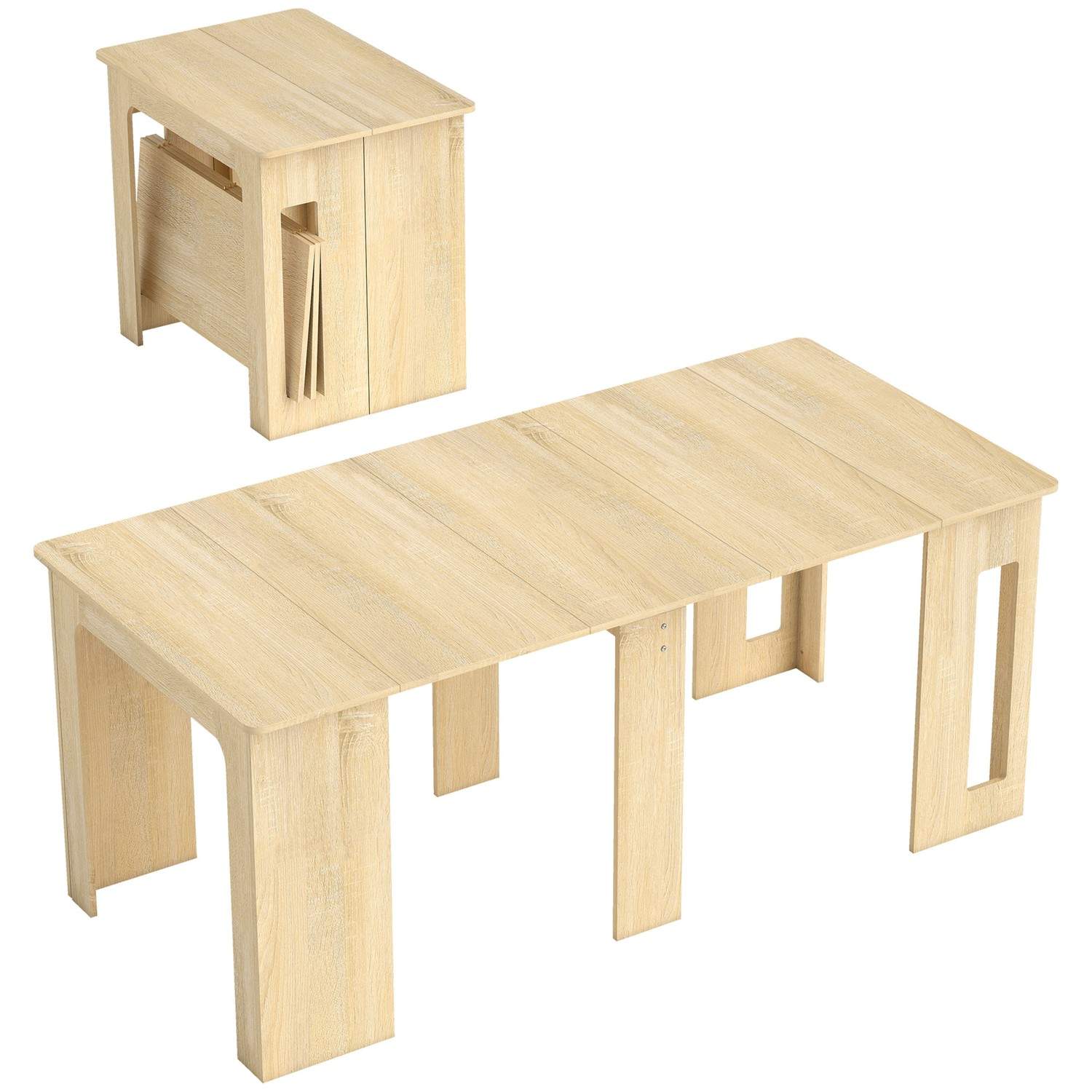 Udtrækkeligt spisebord, naturlig træfinish, 60-180 cm