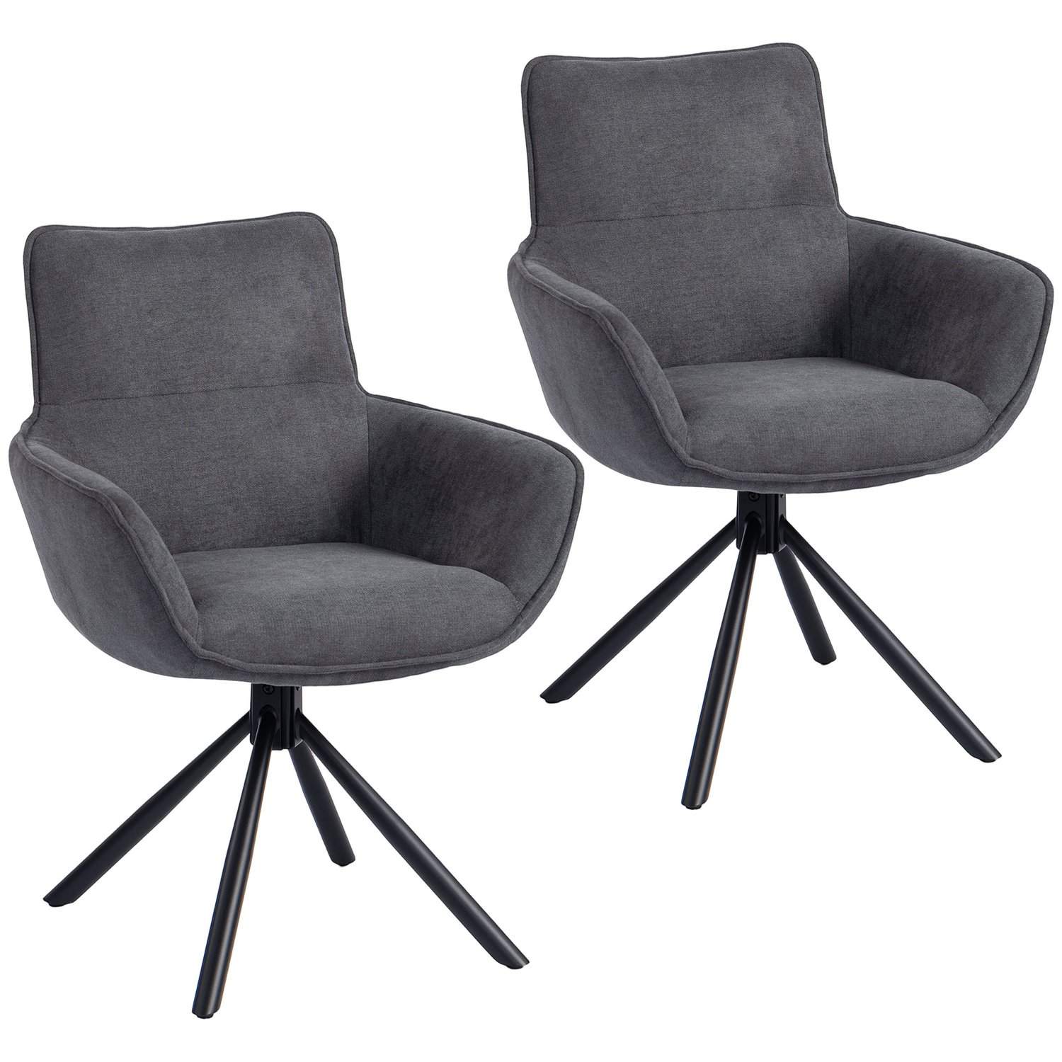 Snurrstolar för matsalen, set om 2, mjukt stoppade, mörkgrå | Hem & Hobby | Pryloteket