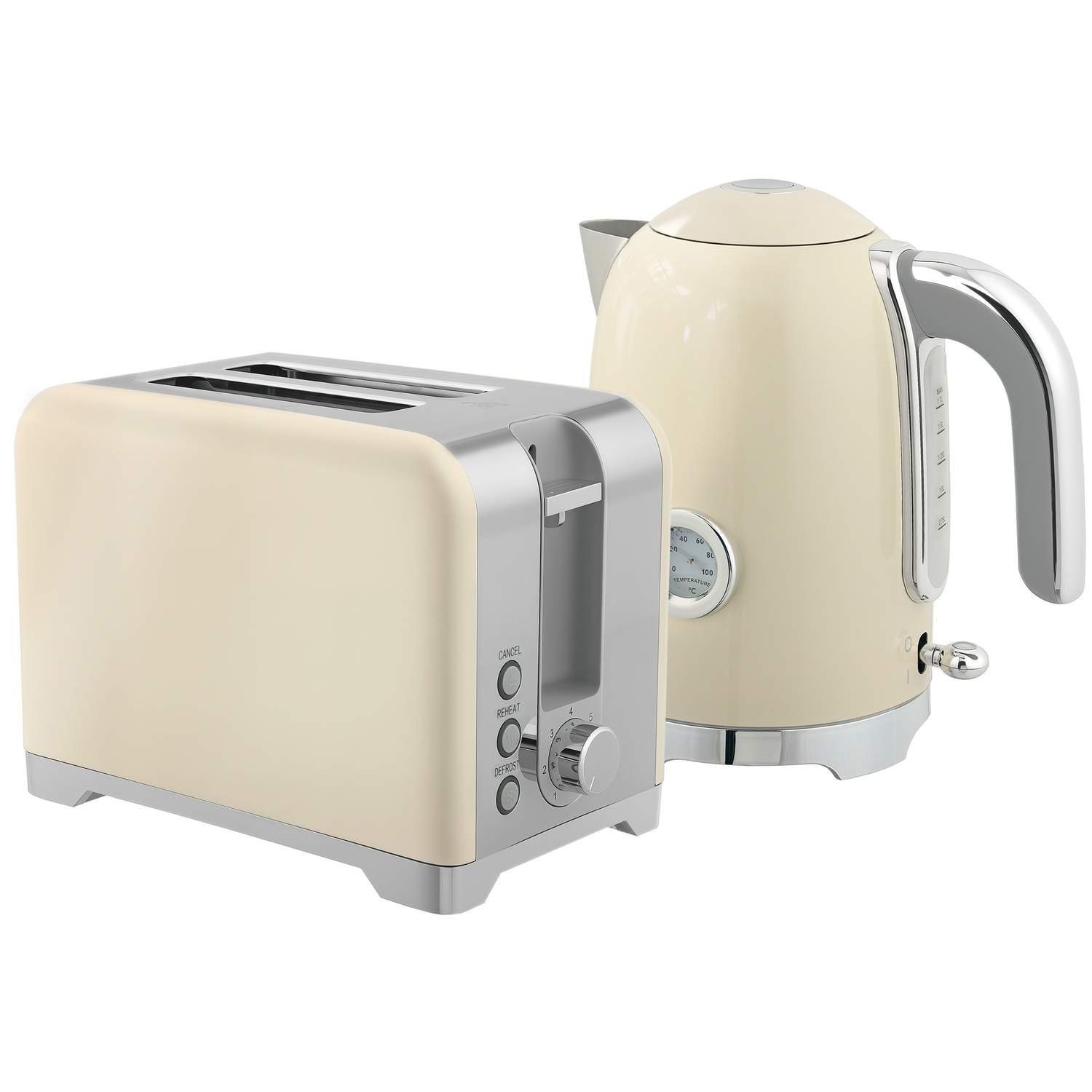 Elkedel- og brødristersæt, 2200W, 7 bruningsniveauer, fløde