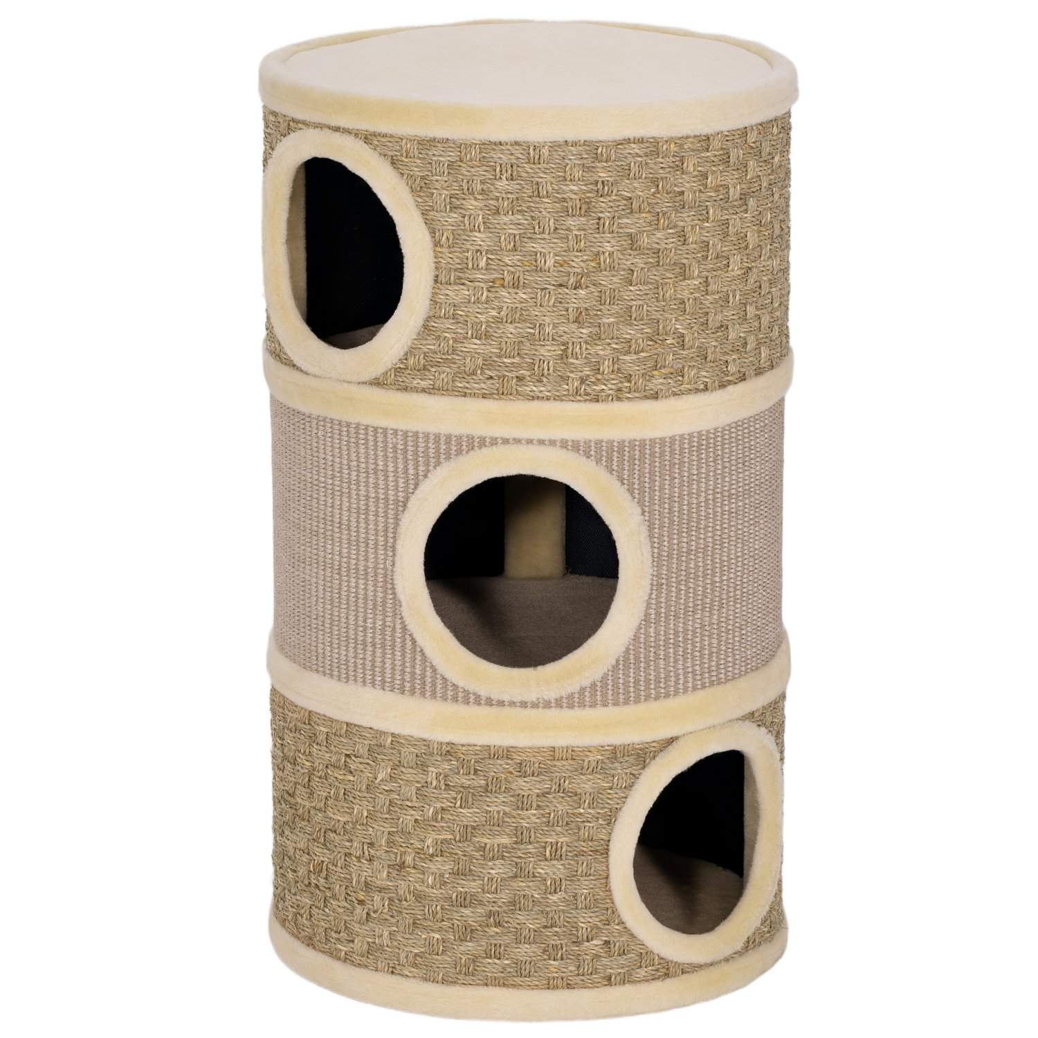Kattetårn med sisalreb, 3 niveauer, 79 cm, khaki/brun