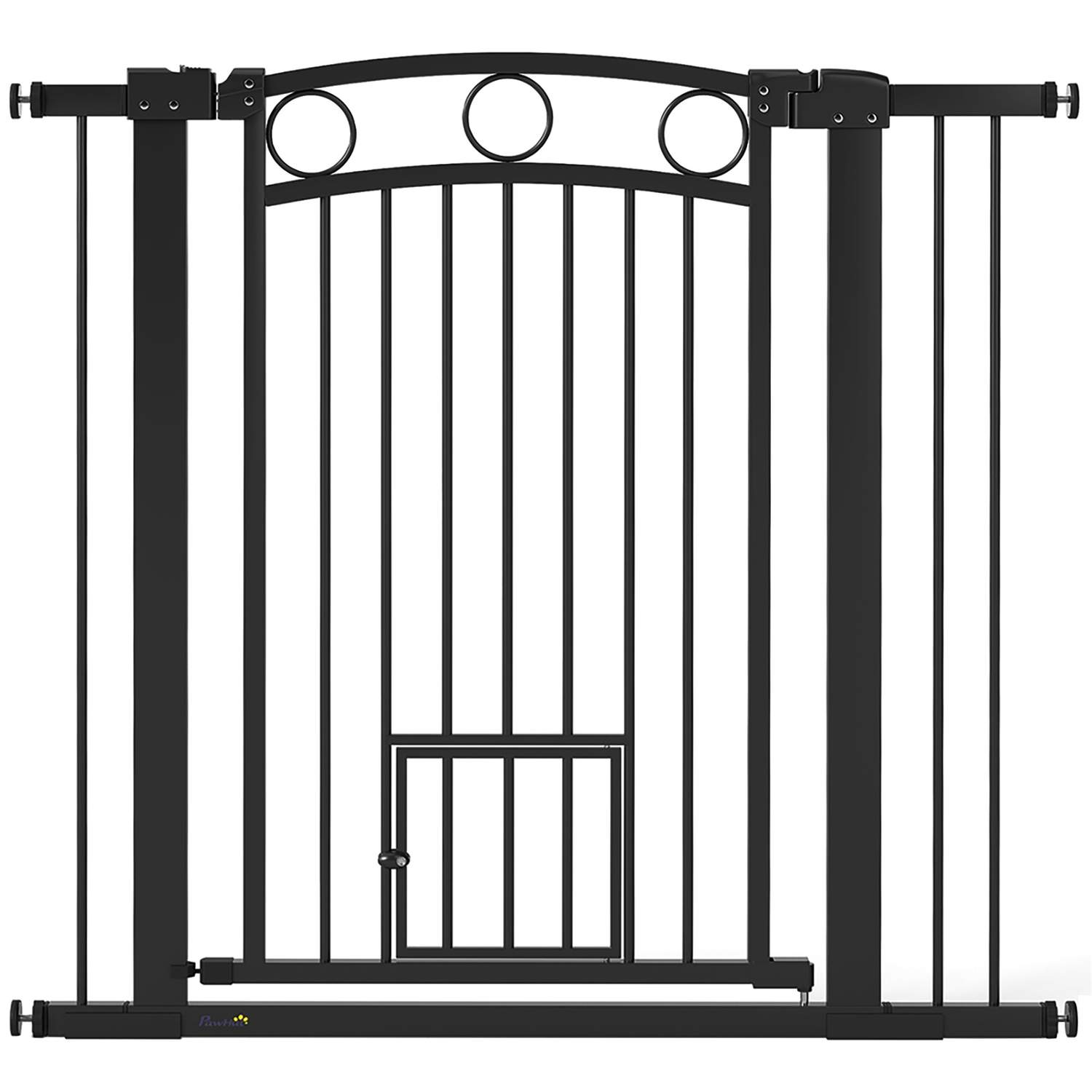 Kæledyrslåge, 96 cm, Justerbar 76-104 cm, Kattelåge, Sort