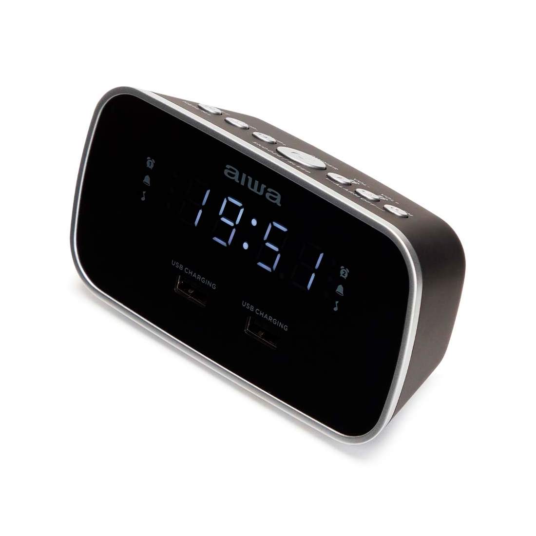 Dubbel väckarklocka med USB-laddningsport – Svart | Hem & Hobby | Pryloteket