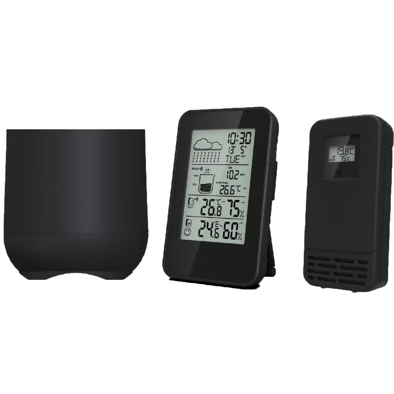 Väderstation med klocka, kalender, regnmätare | Hem & Hobby | Pryloteket