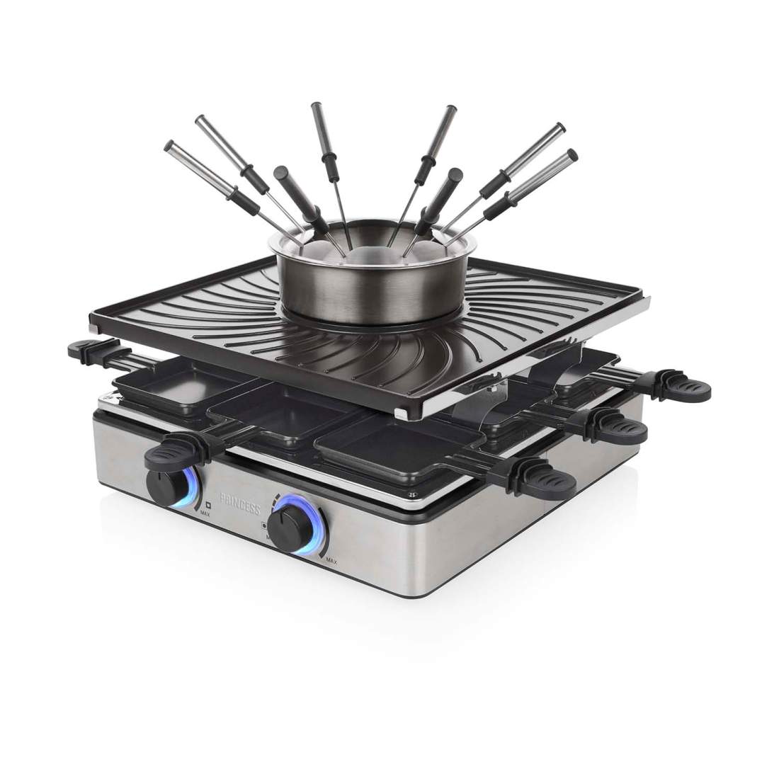 Raclette- och fonduegrill, 31x31cm, 1700W, 1,3L kapacitet | Hem & Hobby | Pryloteket