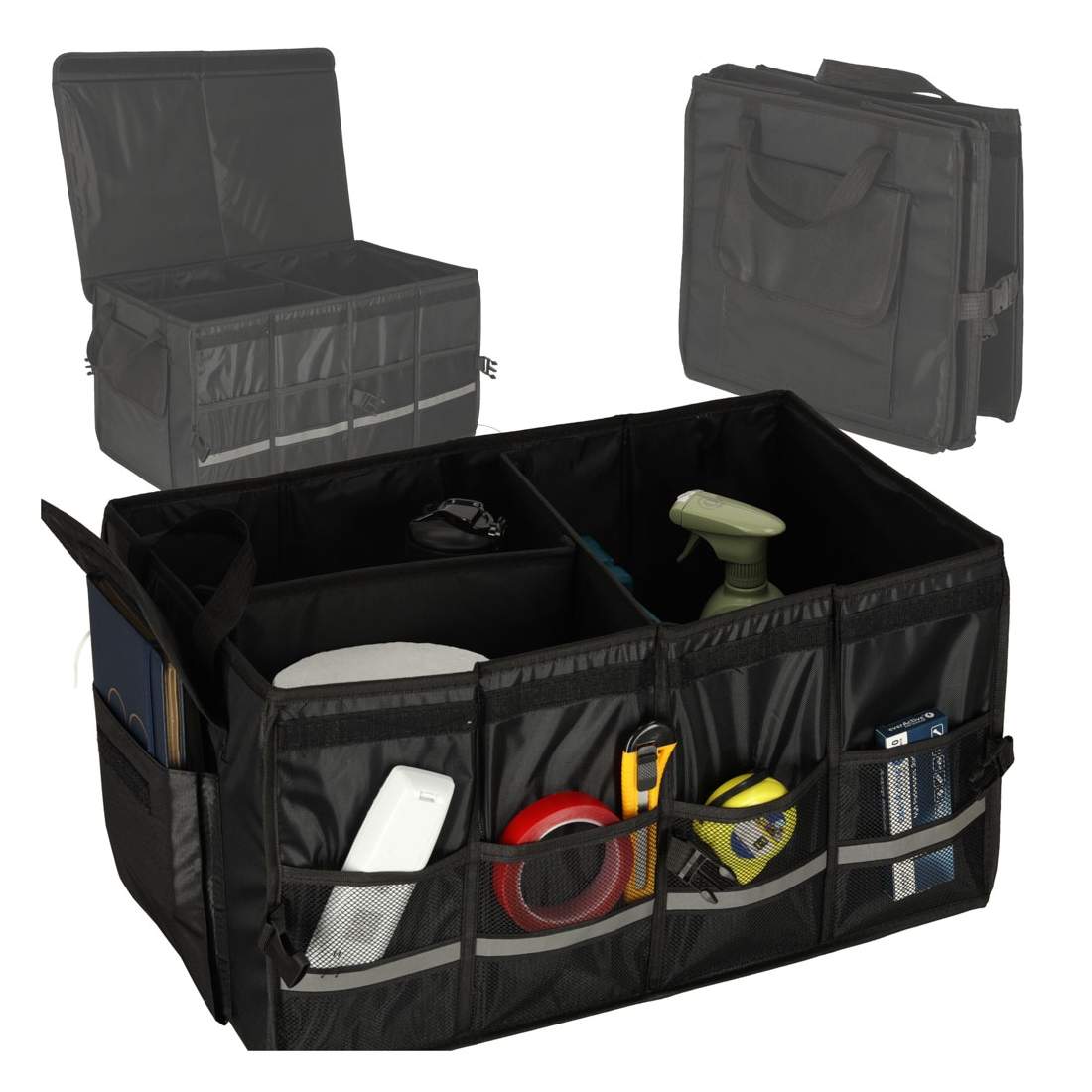 Bil Trunk Organizer med reflekterande remsor, 60x35x30 cm | Hem & Hobby | Pryloteket