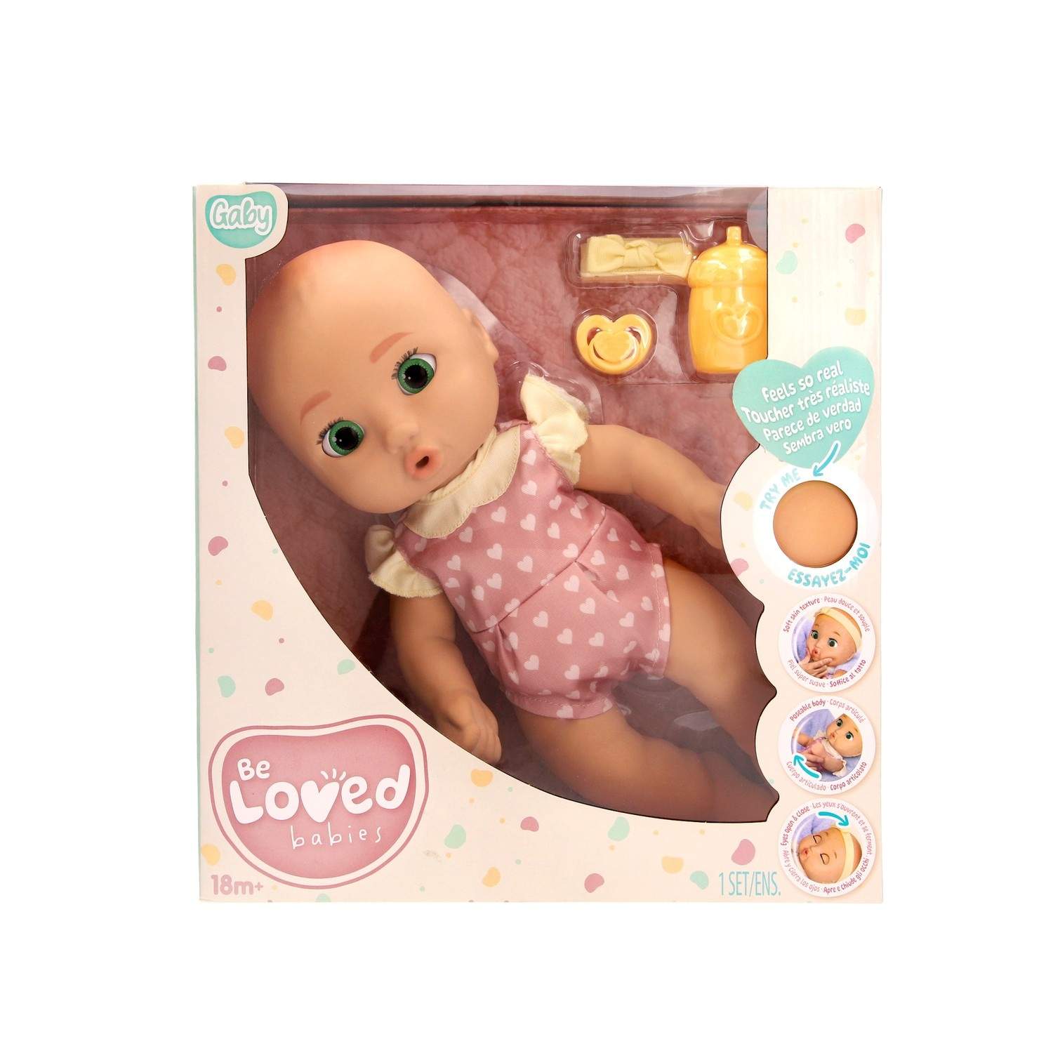 Realistisk babydukke, 38 cm, lyserødt outfit og tilbehør billede