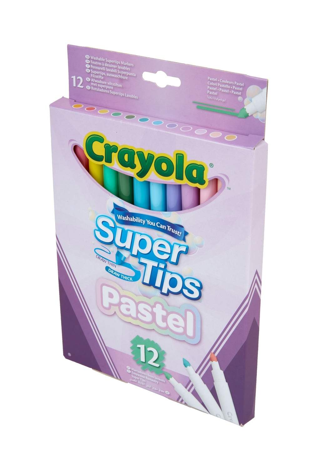 Pastel Supertips tuscher, 12 vaskbare farver til hobbyarbejde