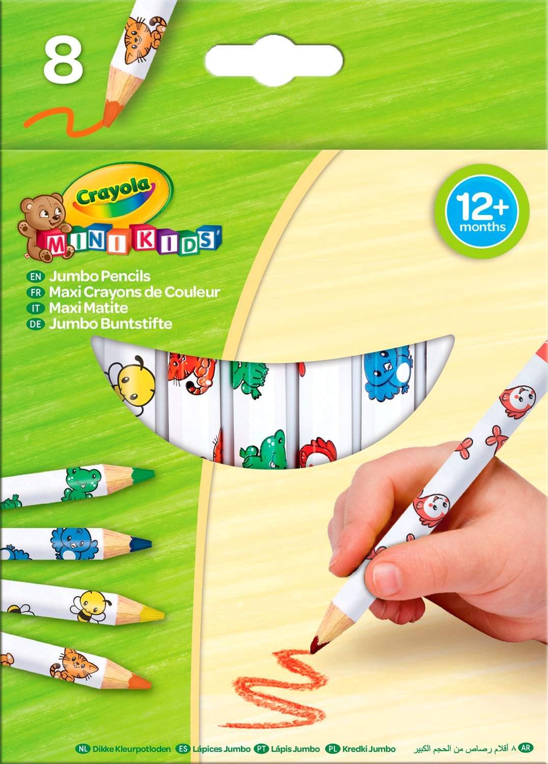 Jumbo børneblyanter, let greb, dyremotiv, 8-pak billede
